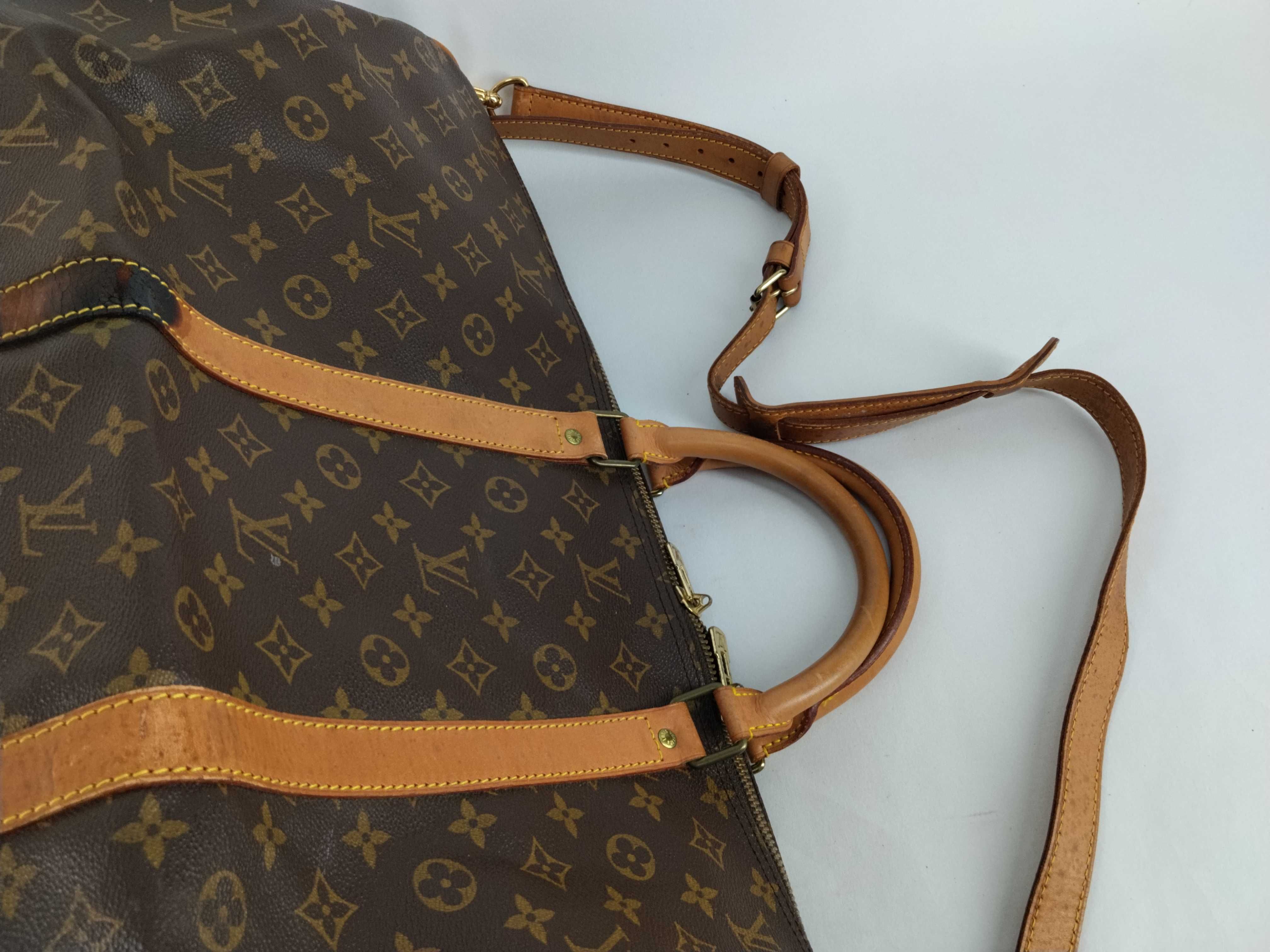 Monogram Vuitton Keepall Bandoulière 60 Boston Bag with Shoulder Strap — view 3