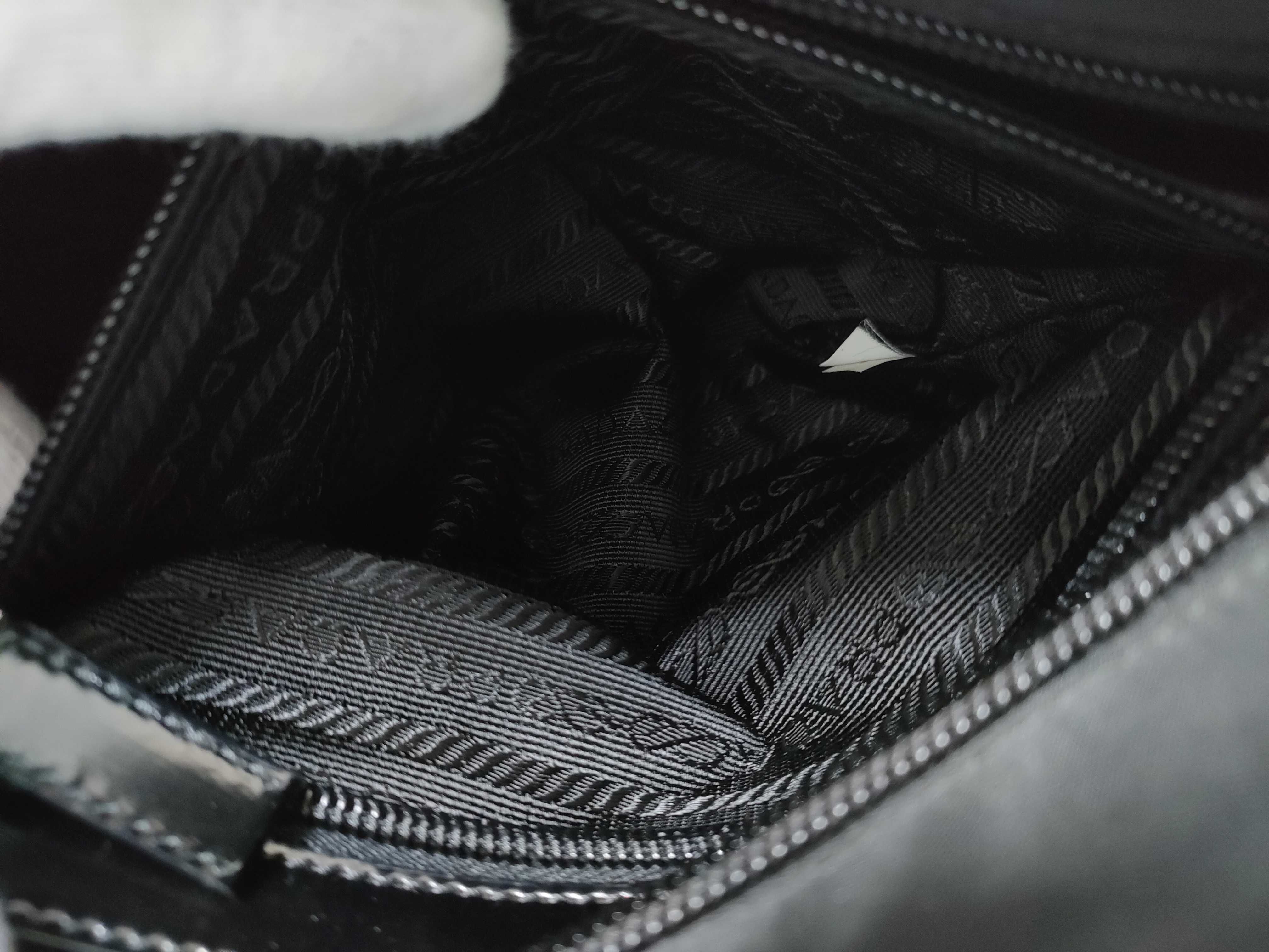 Nylon Prada Mini Boston Jacquard Nylon Leather Handbag — view 11