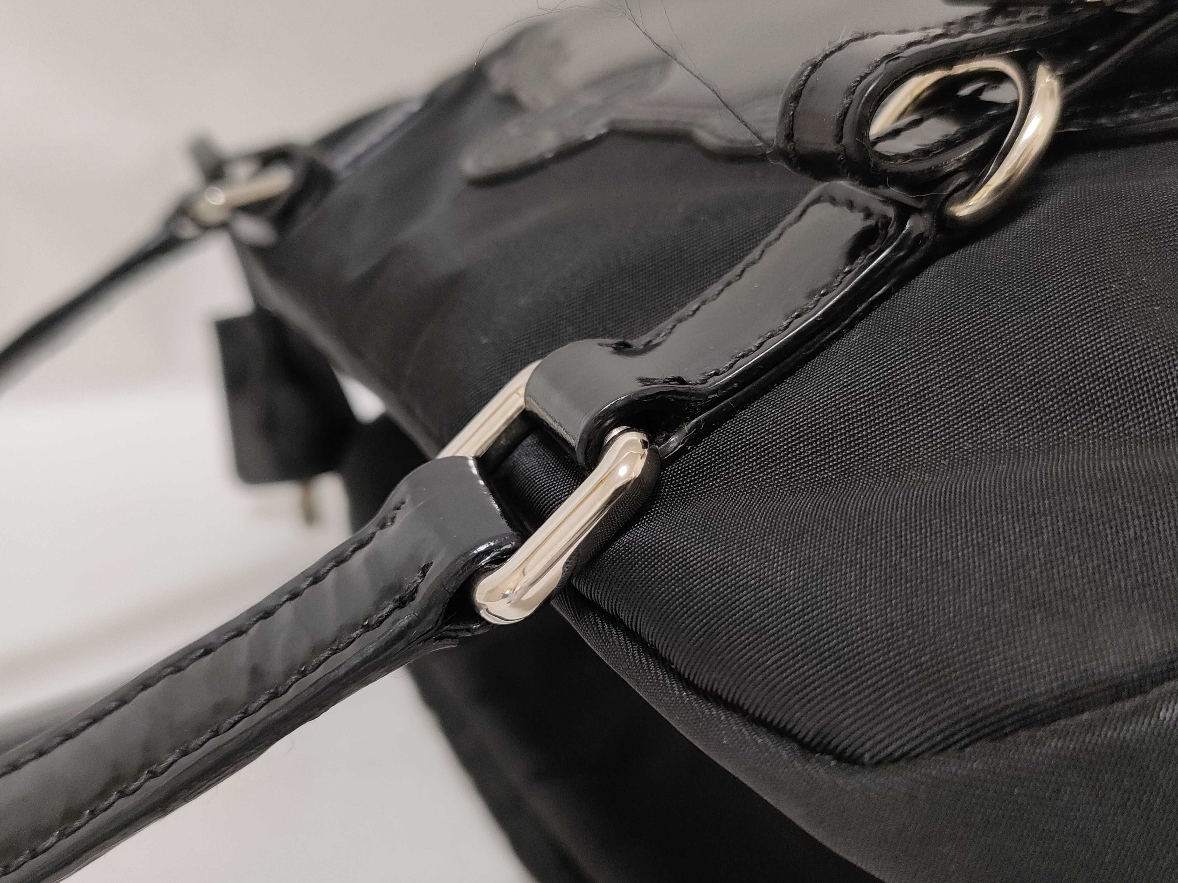 Nylon Prada Mini Boston Jacquard Nylon Leather Handbag — view 5