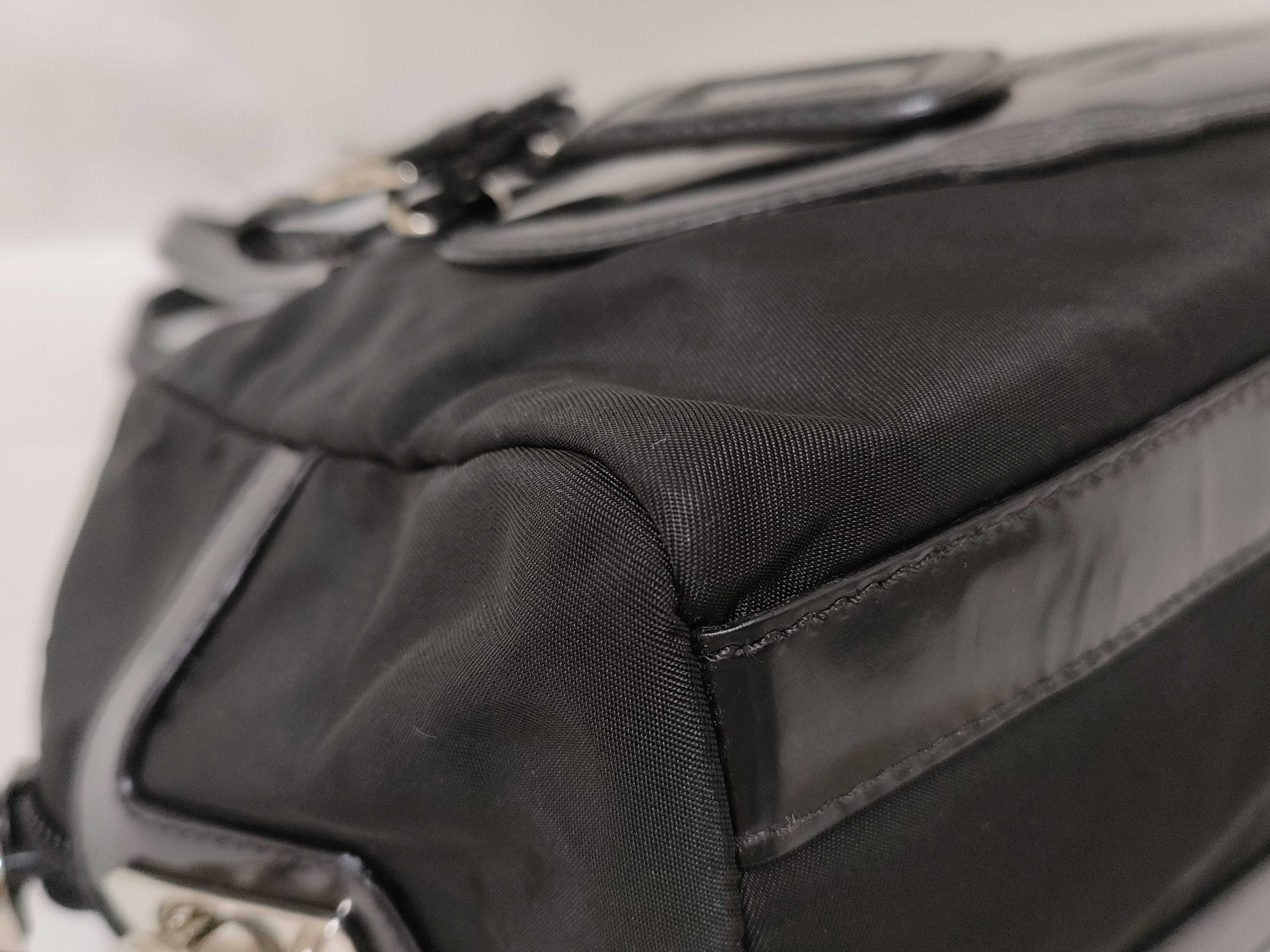 Nylon Prada Mini Boston Jacquard Nylon Leather Handbag — view 6