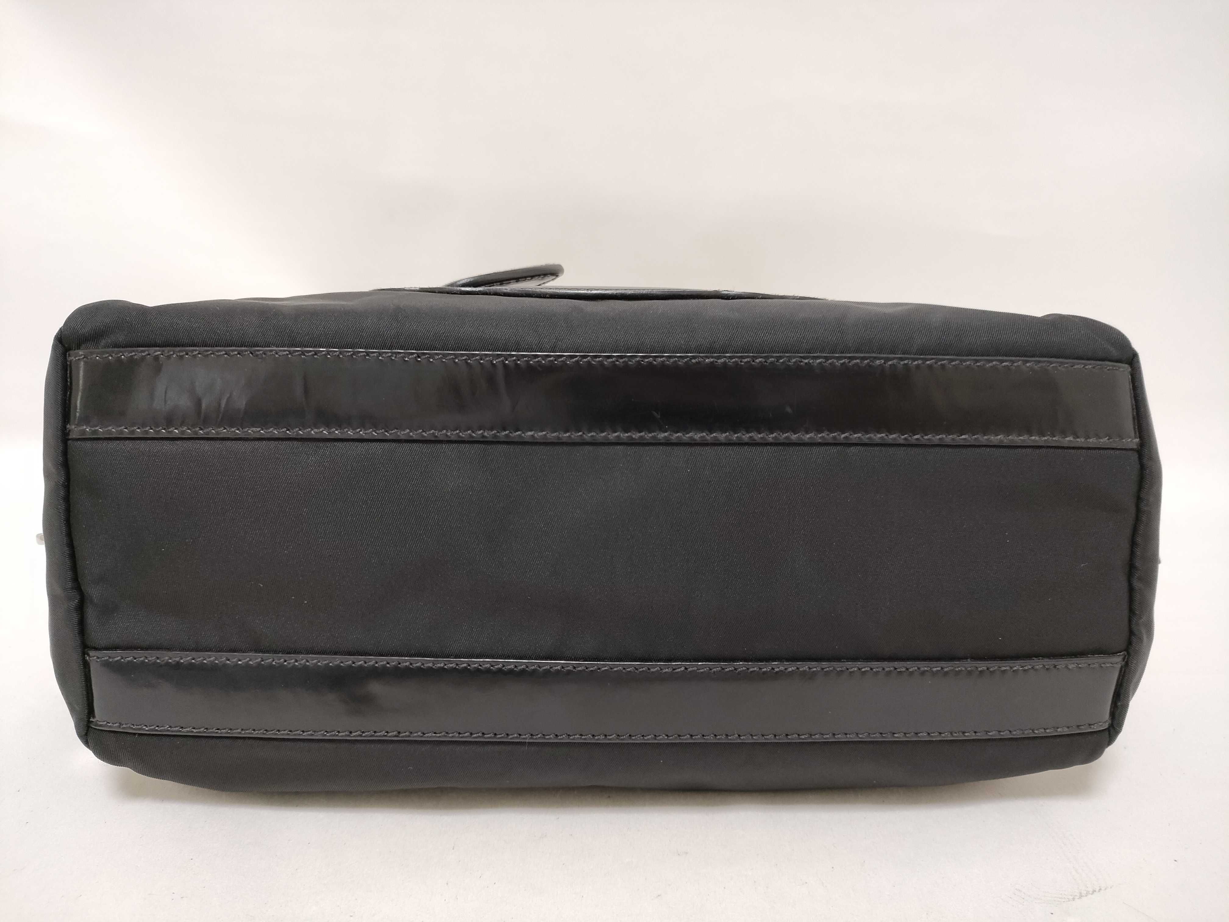 Nylon Prada Mini Boston Jacquard Nylon Leather Handbag — view 7