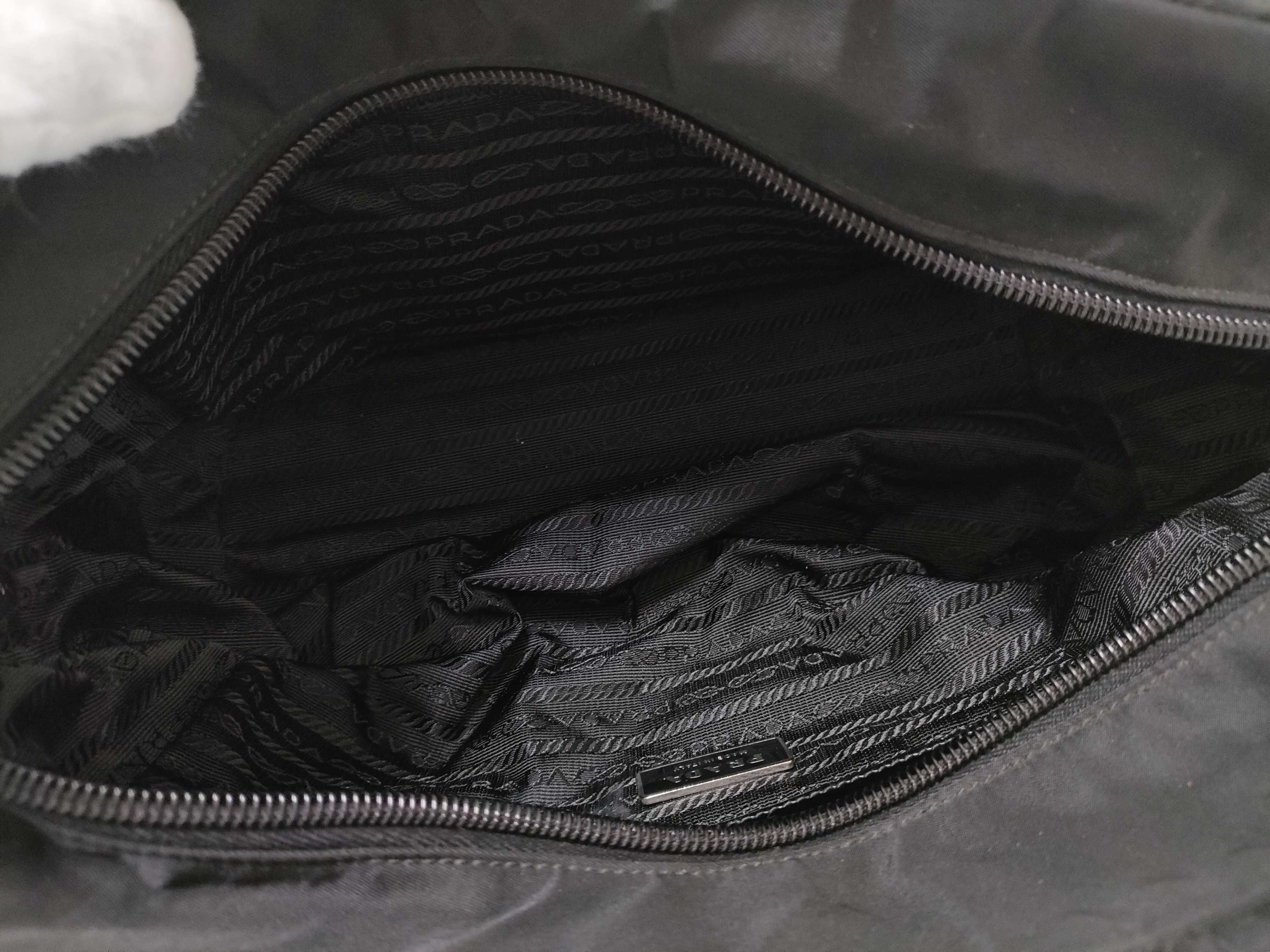 Nylon Prada Mini Boston Jacquard Nylon Leather Handbag — view 10