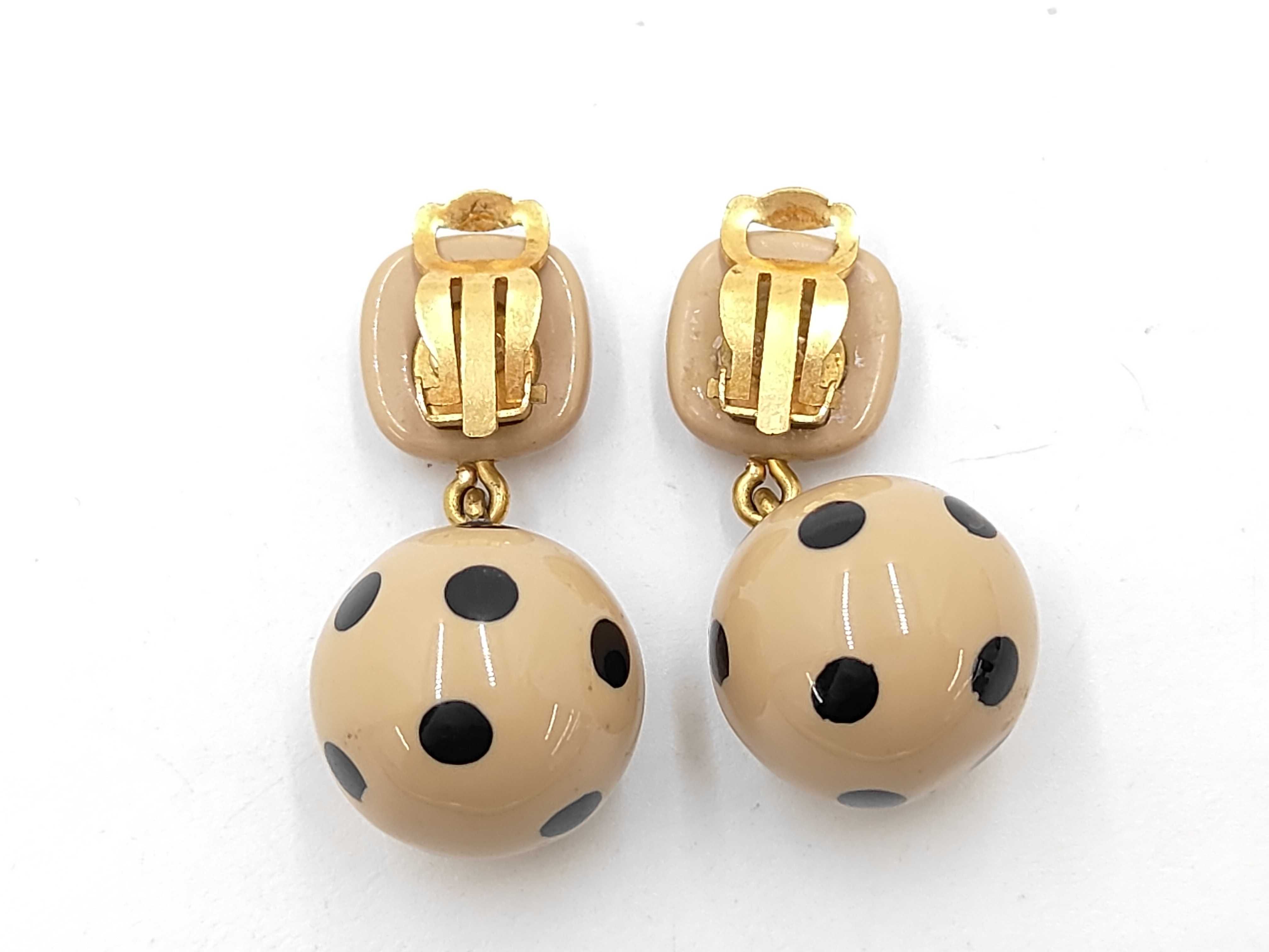 earrings, Coco Mark ball design, beige. — view 2