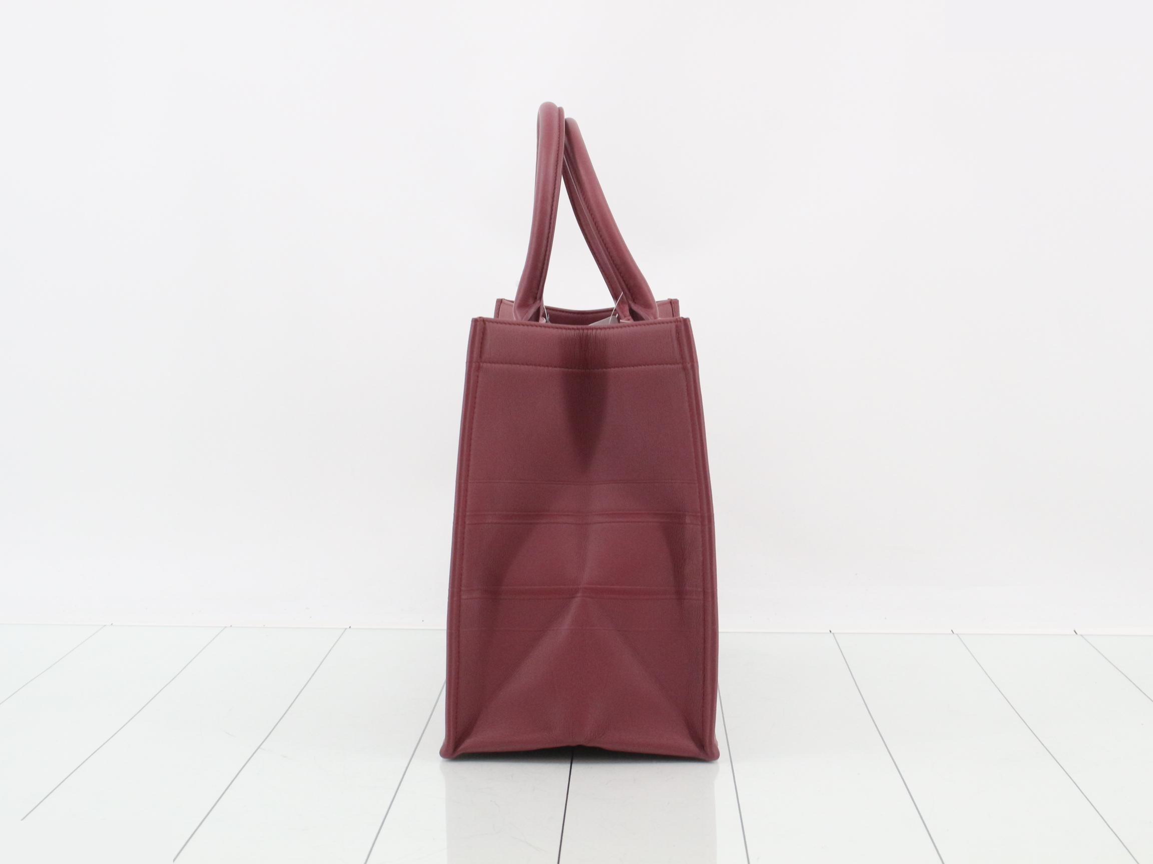 Book Tote Medium Leather Tote Bag Pink — view 3