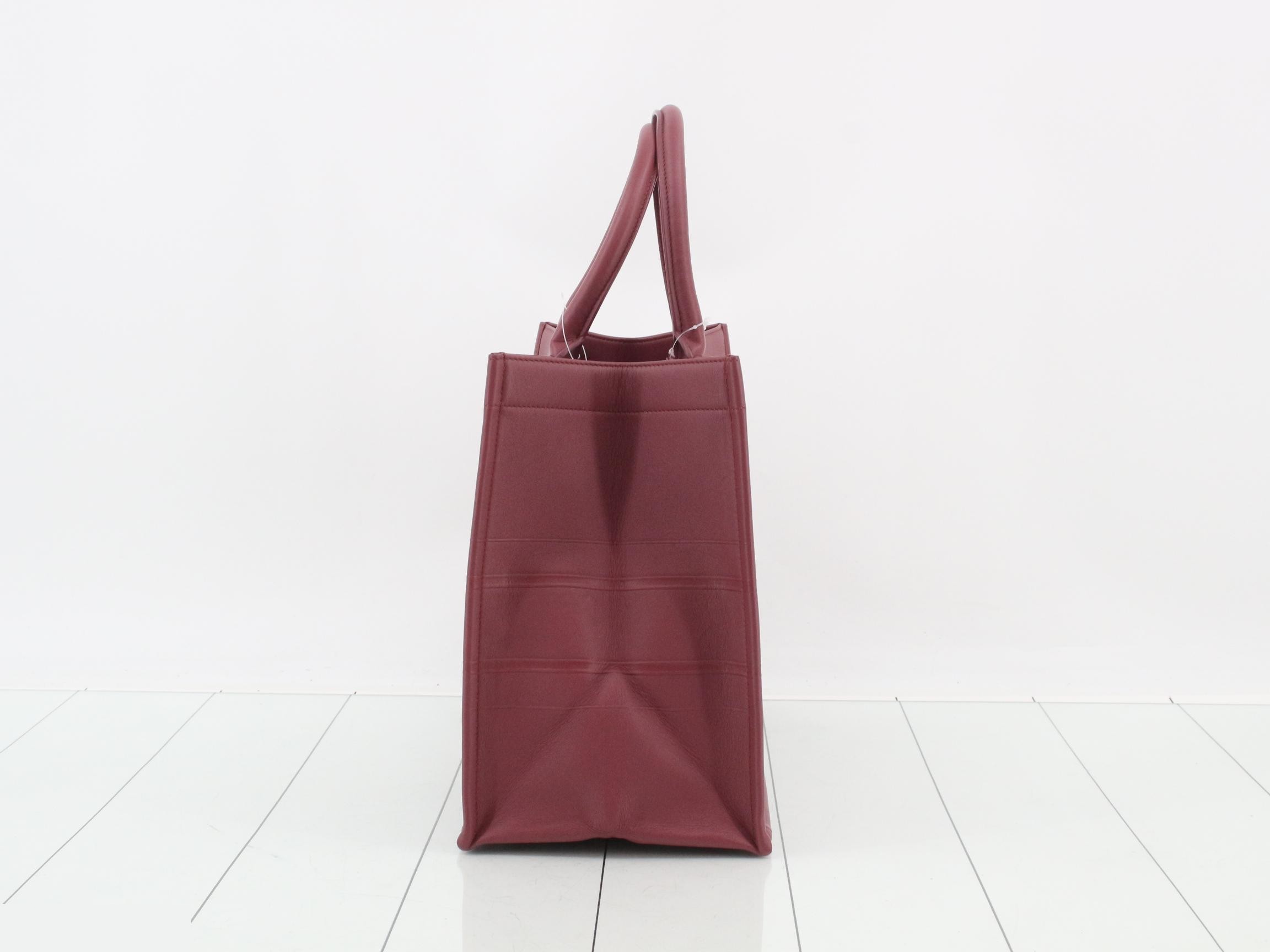 Book Tote Medium Leather Tote Bag Pink — view 4