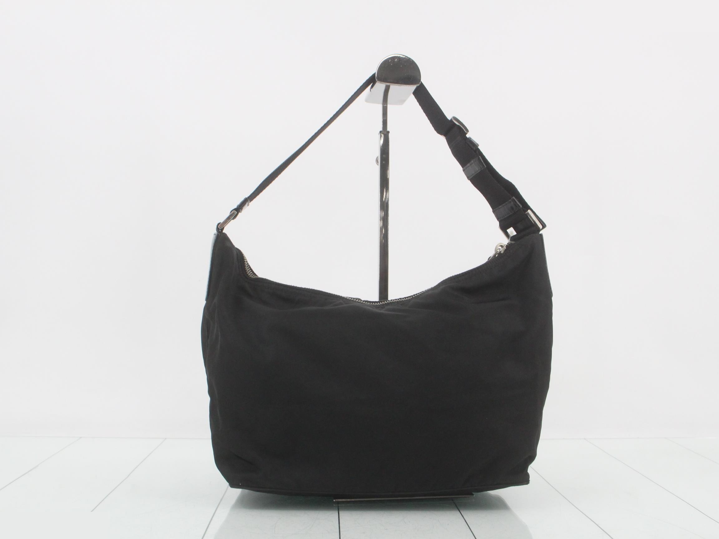 Triangle Logo Plate Nylon Leather One-Shoulder Bag — view 2