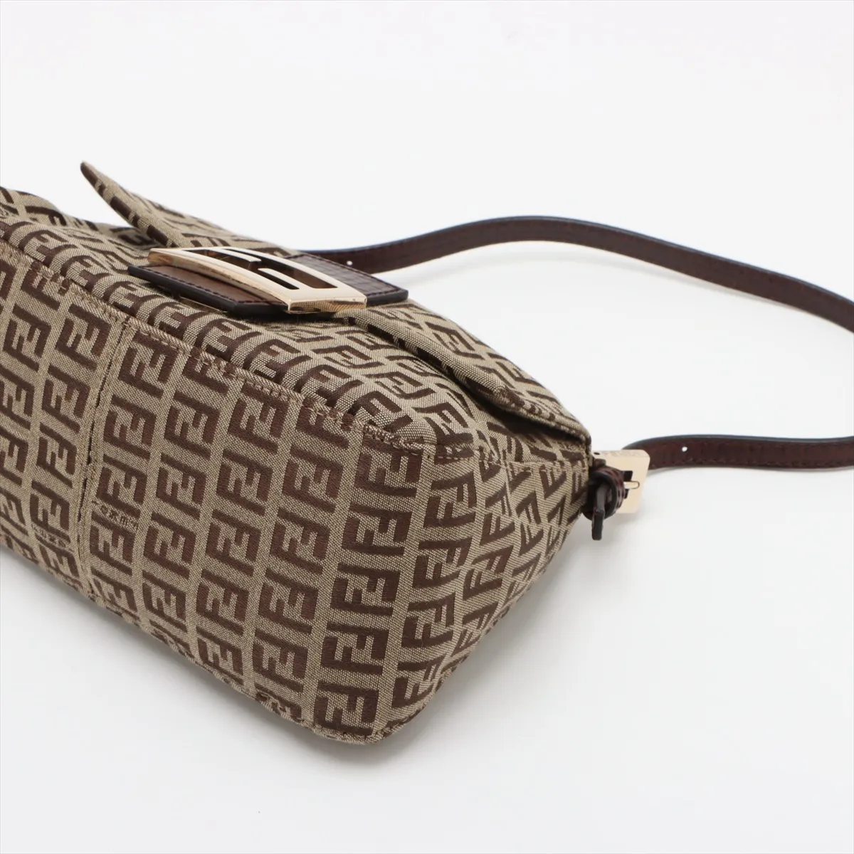 Zucchino Mamma Bucket Canvas x Leather Shoulder Bag Beige 8BR180 — view 3