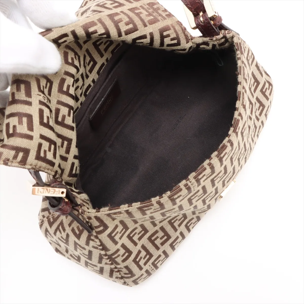 Zucchino Mamma Bucket Canvas x Leather Shoulder Bag Beige 8BR180 — view 7