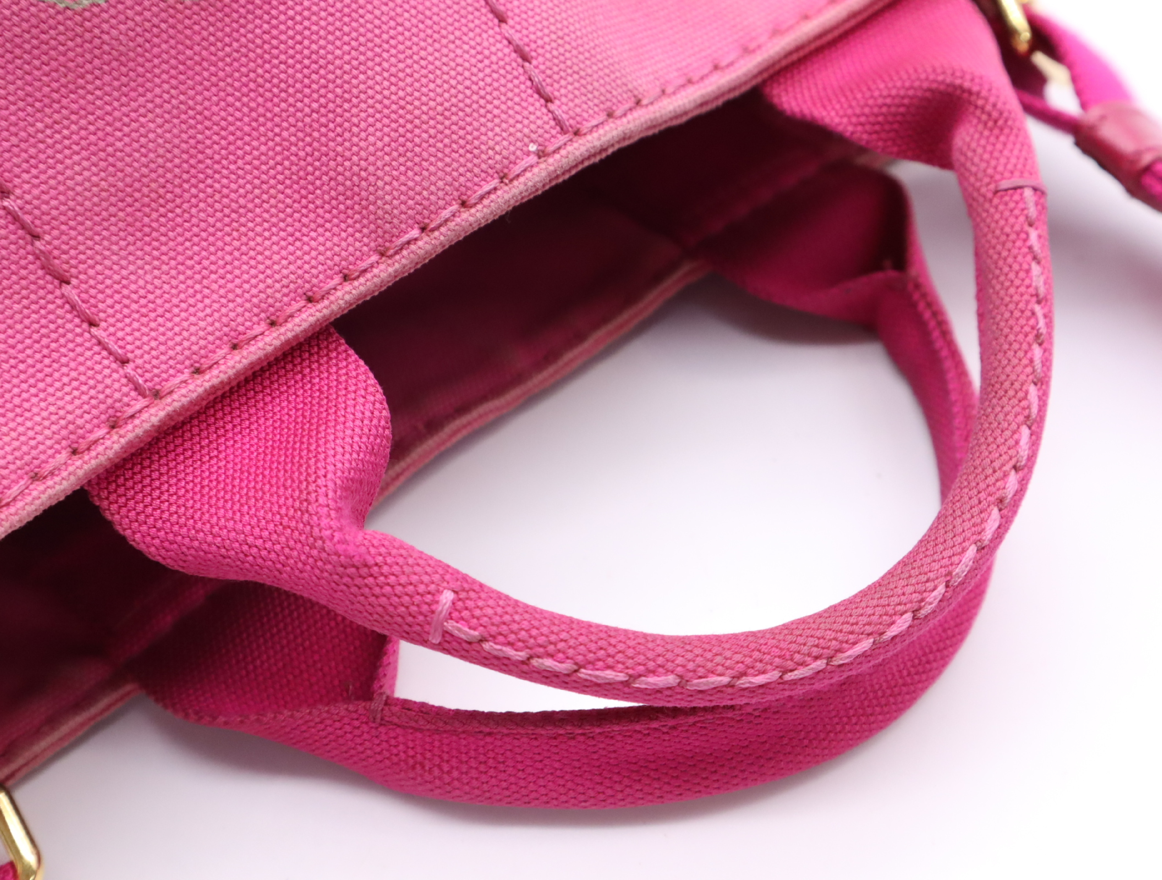1BG439 Canvas Canapa 2-way Tote Bag, Pink, Gold Hardware, Shoulder Strap, Card Holder Included. — view 13