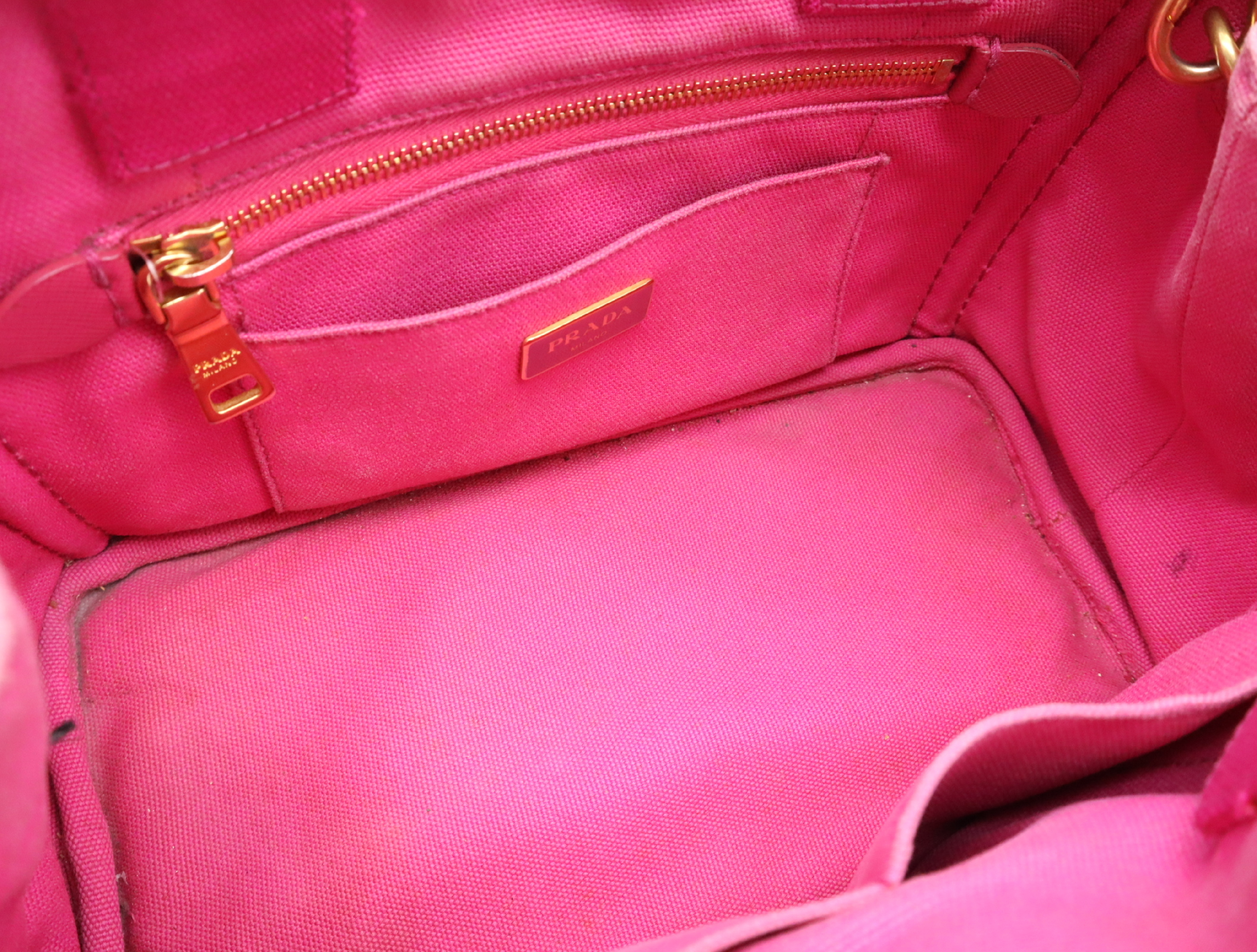 1BG439 Canvas Canapa 2-way Tote Bag, Pink, Gold Hardware, Shoulder Strap, Card Holder Included. — view 15