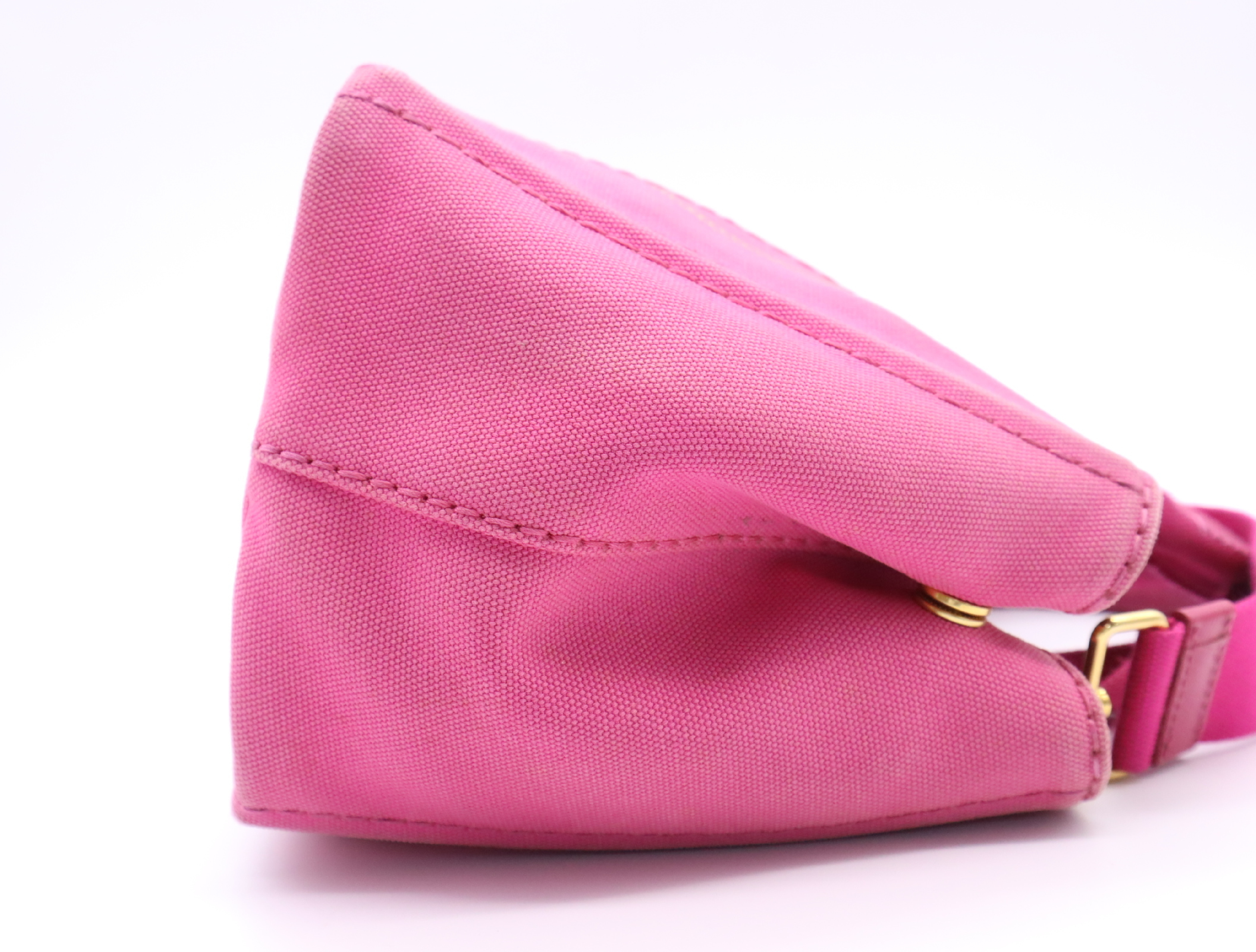 1BG439 Canvas Canapa 2-way Tote Bag, Pink, Gold Hardware, Shoulder Strap, Card Holder Included. — view 5