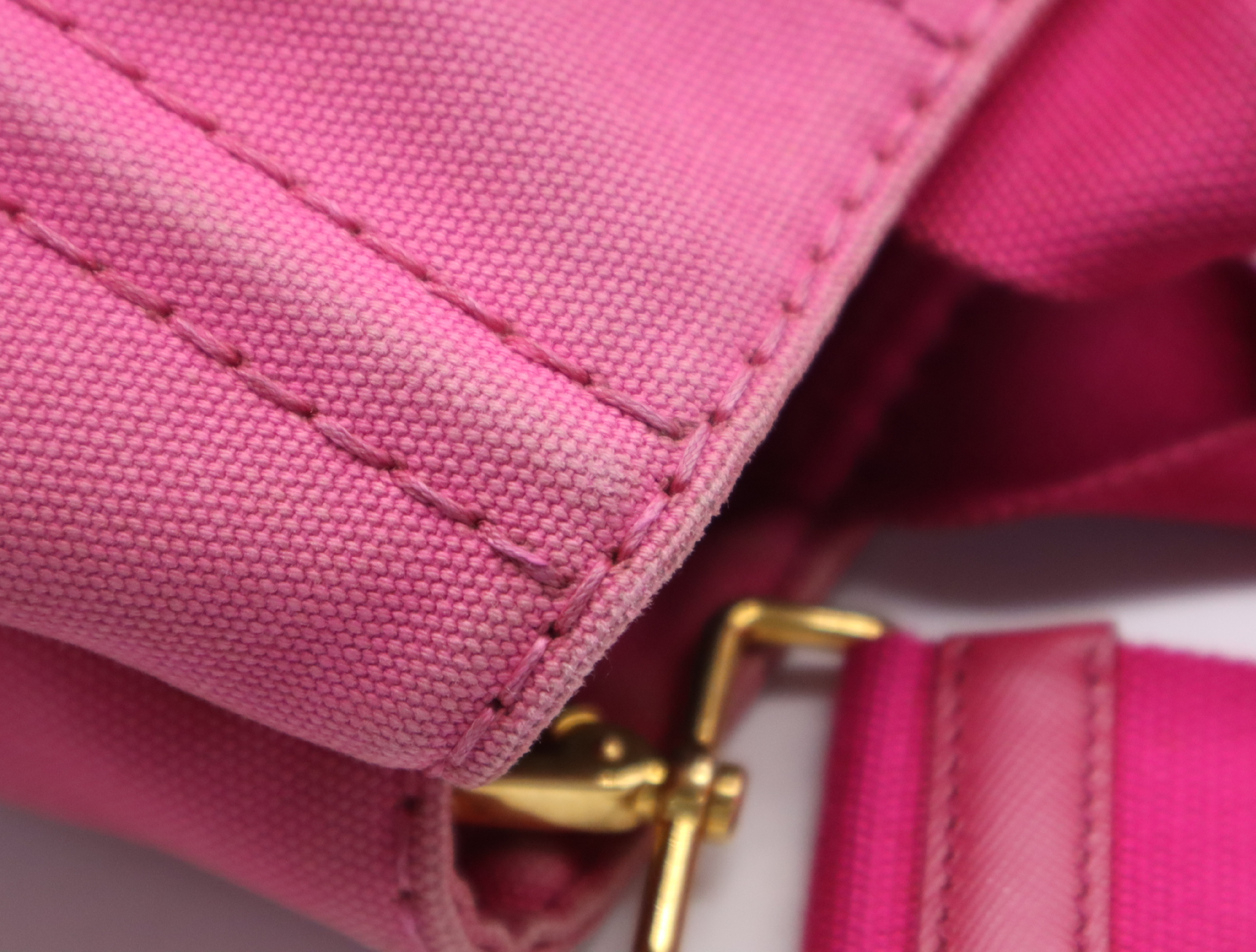 1BG439 Canvas Canapa 2-way Tote Bag, Pink, Gold Hardware, Shoulder Strap, Card Holder Included. — view 8