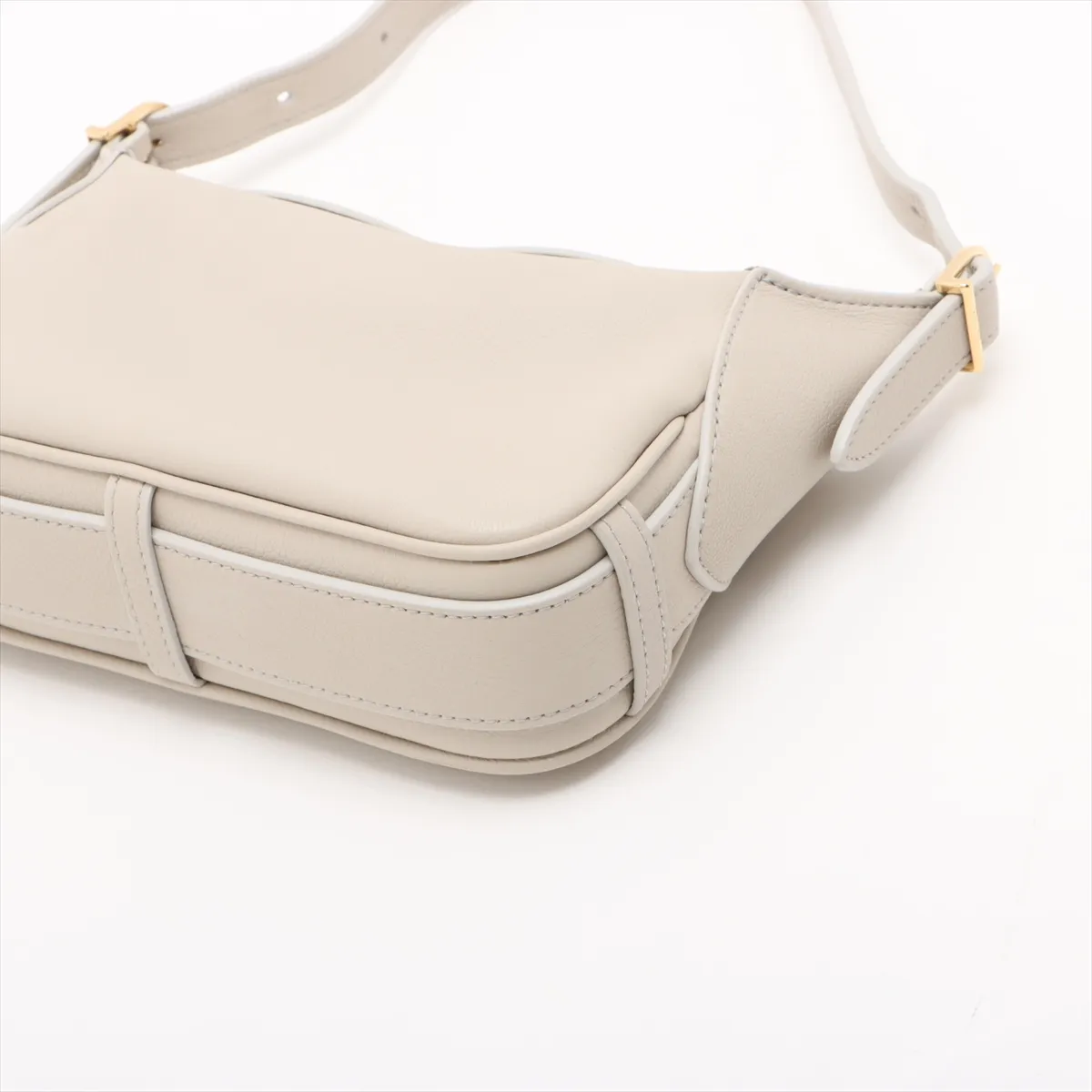 Mini Romy Leather Shoulder Bag, Beige — view 3