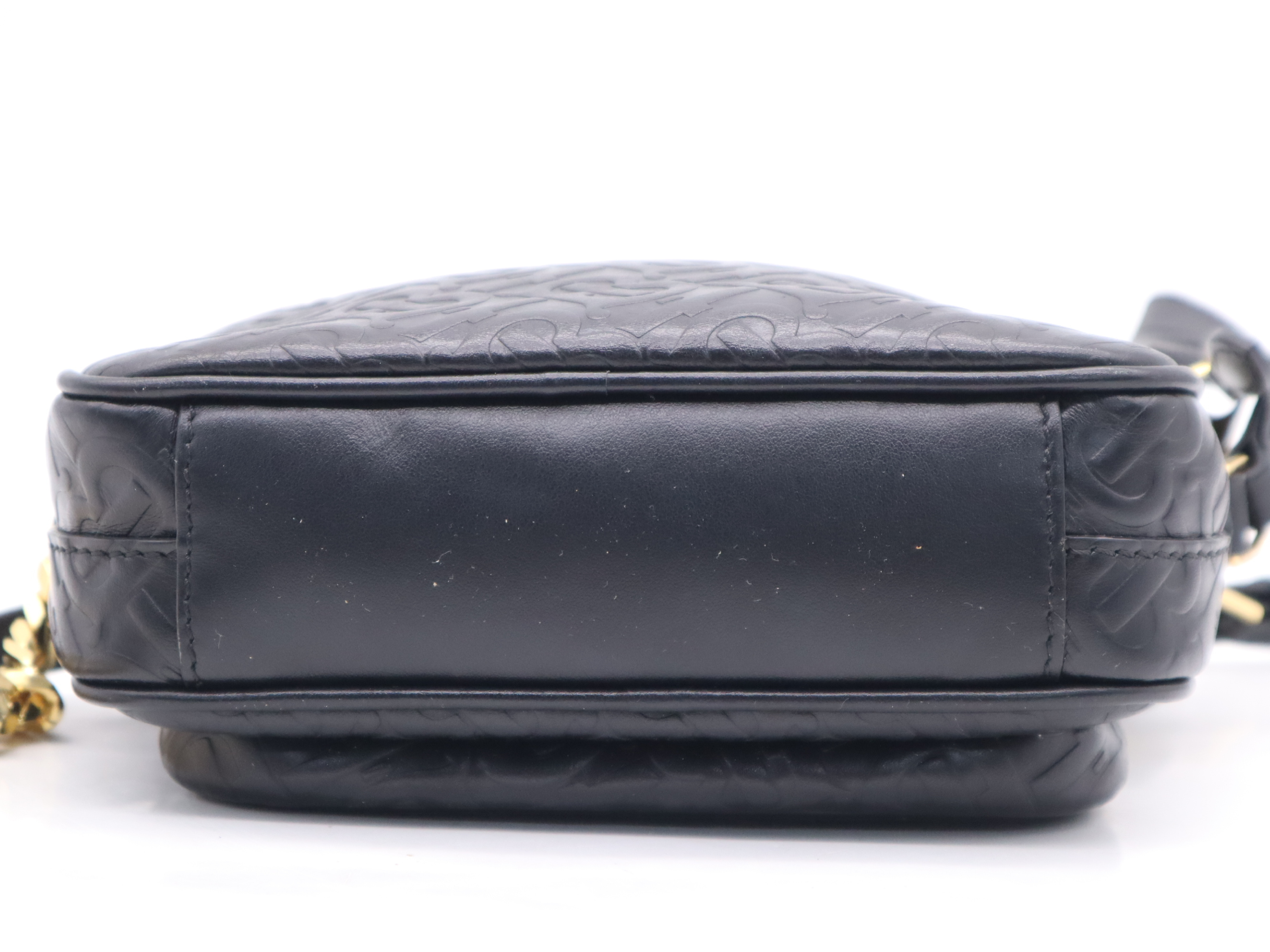 Leather TB Monogram Camera Bag, Black, Gold Hardware, Shoulder Bag — view 4