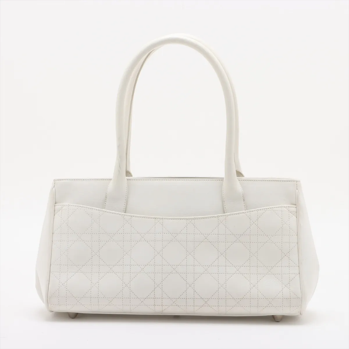 Cannage Leather Handbag White — view 2