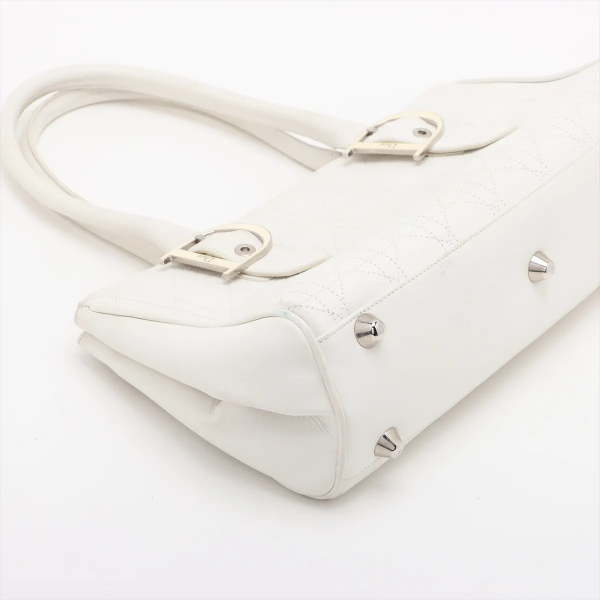 Cannage Leather Handbag White — view 4