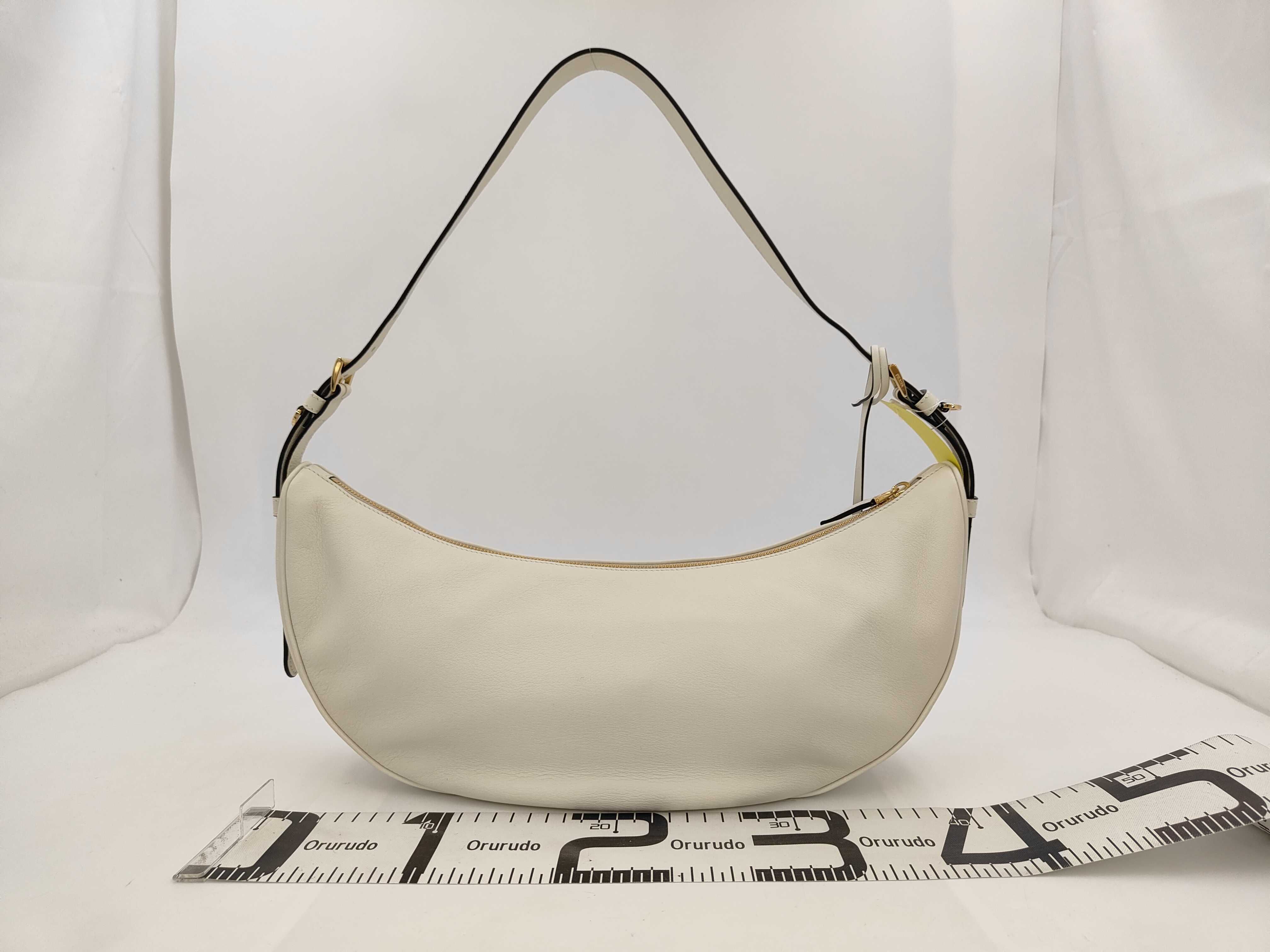 Demi-Lune Large Leather Shoulder Bag, White Moon 1BC255 Handbag — view 2