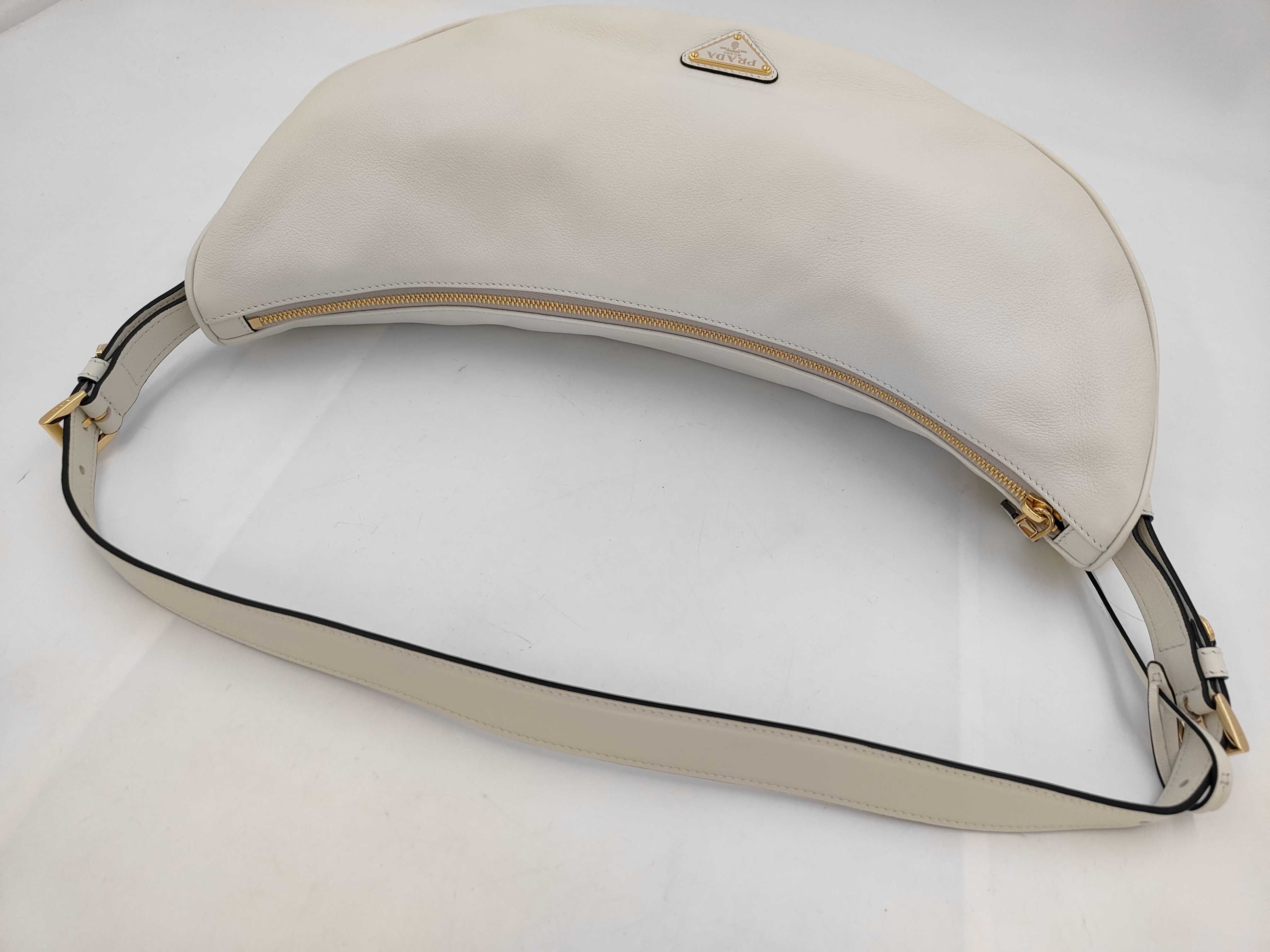 Demi-Lune Large Leather Shoulder Bag, White Moon 1BC255 Handbag — view 5