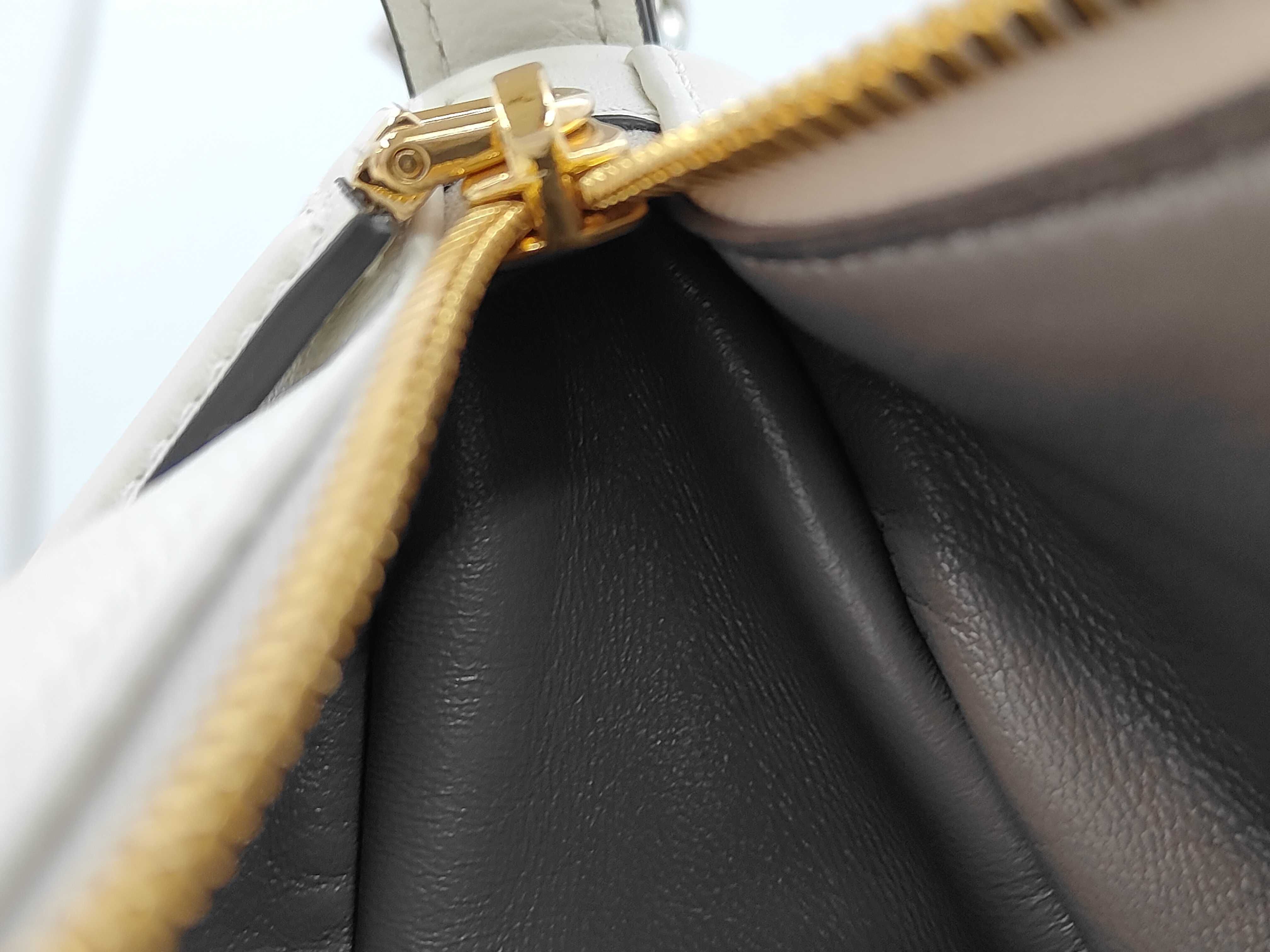 Demi-Lune Large Leather Shoulder Bag, White Moon 1BC255 Handbag — view 10