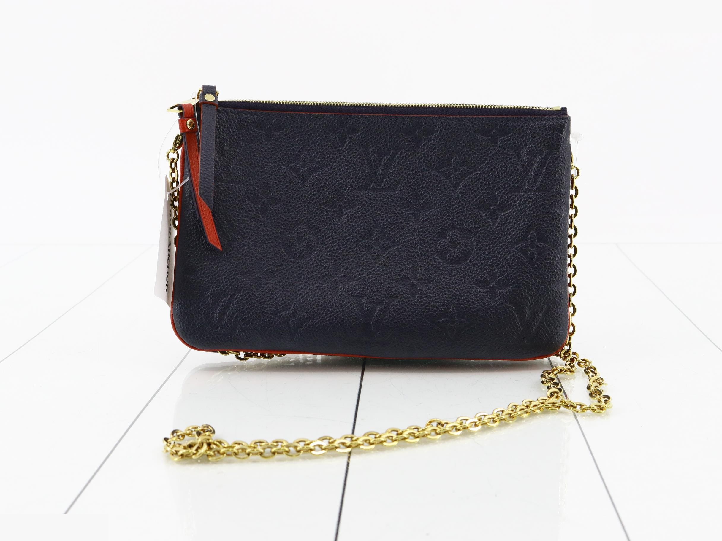 Pochette Double Zip Marine Rouge