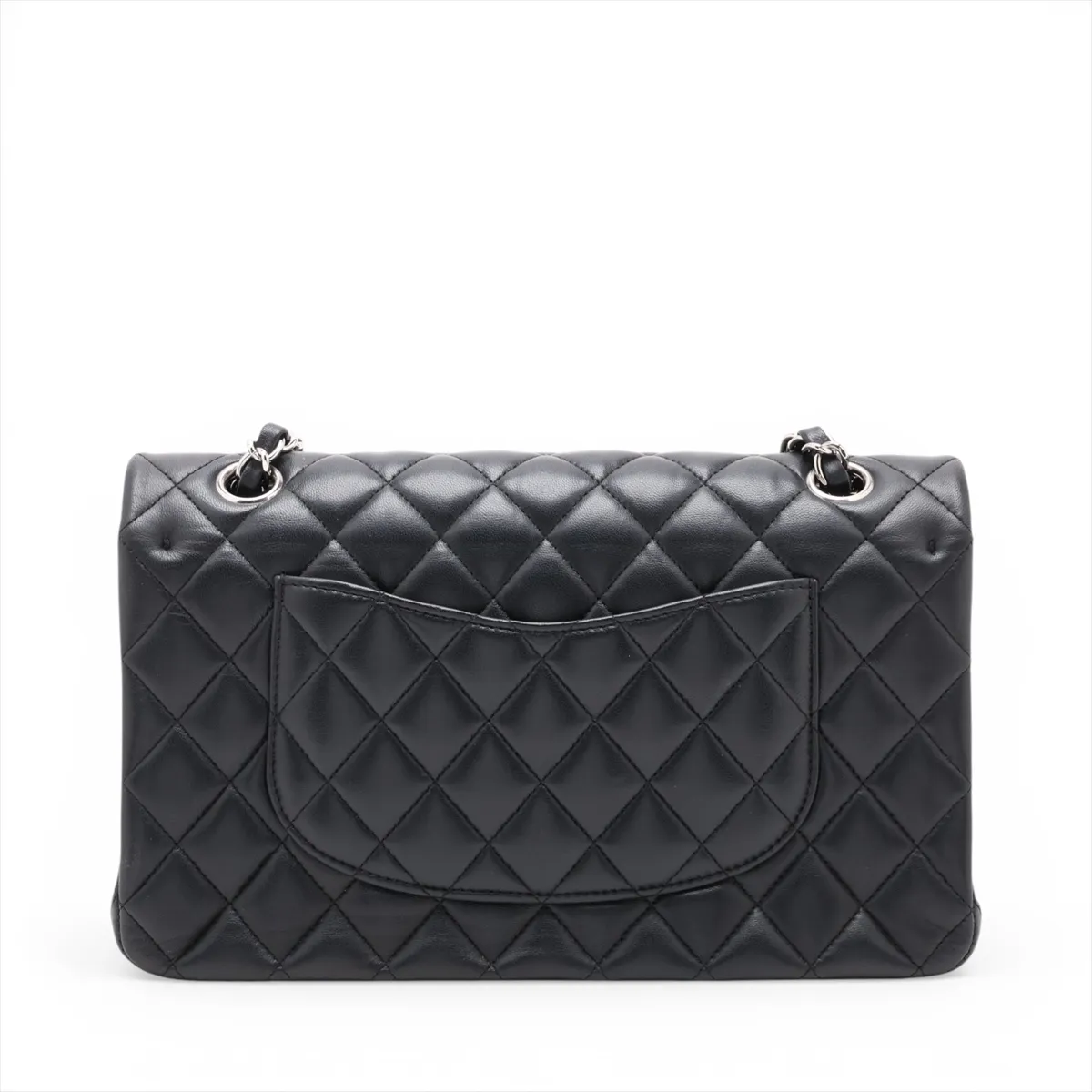 [Individually packaged] Chanel Matelassé 25 Lambskin Double Flap Double Chain Bag, Black with Silver Hardware, 27904126, Serial Number 27, A01112 — view 2
