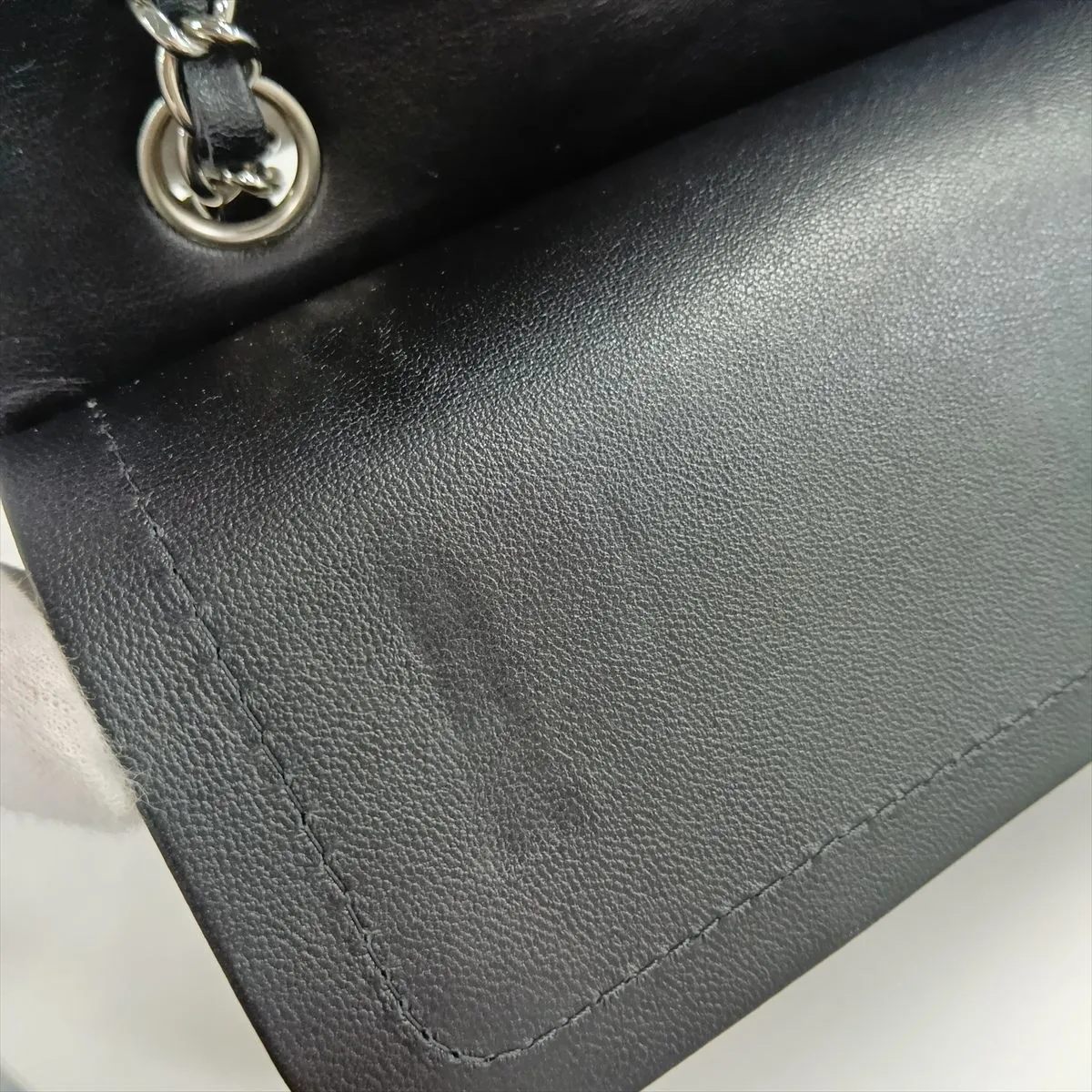 [Individually packaged] Chanel Matelassé 25 Lambskin Double Flap Double Chain Bag, Black with Silver Hardware, 27904126, Serial Number 27, A01112 — view 11