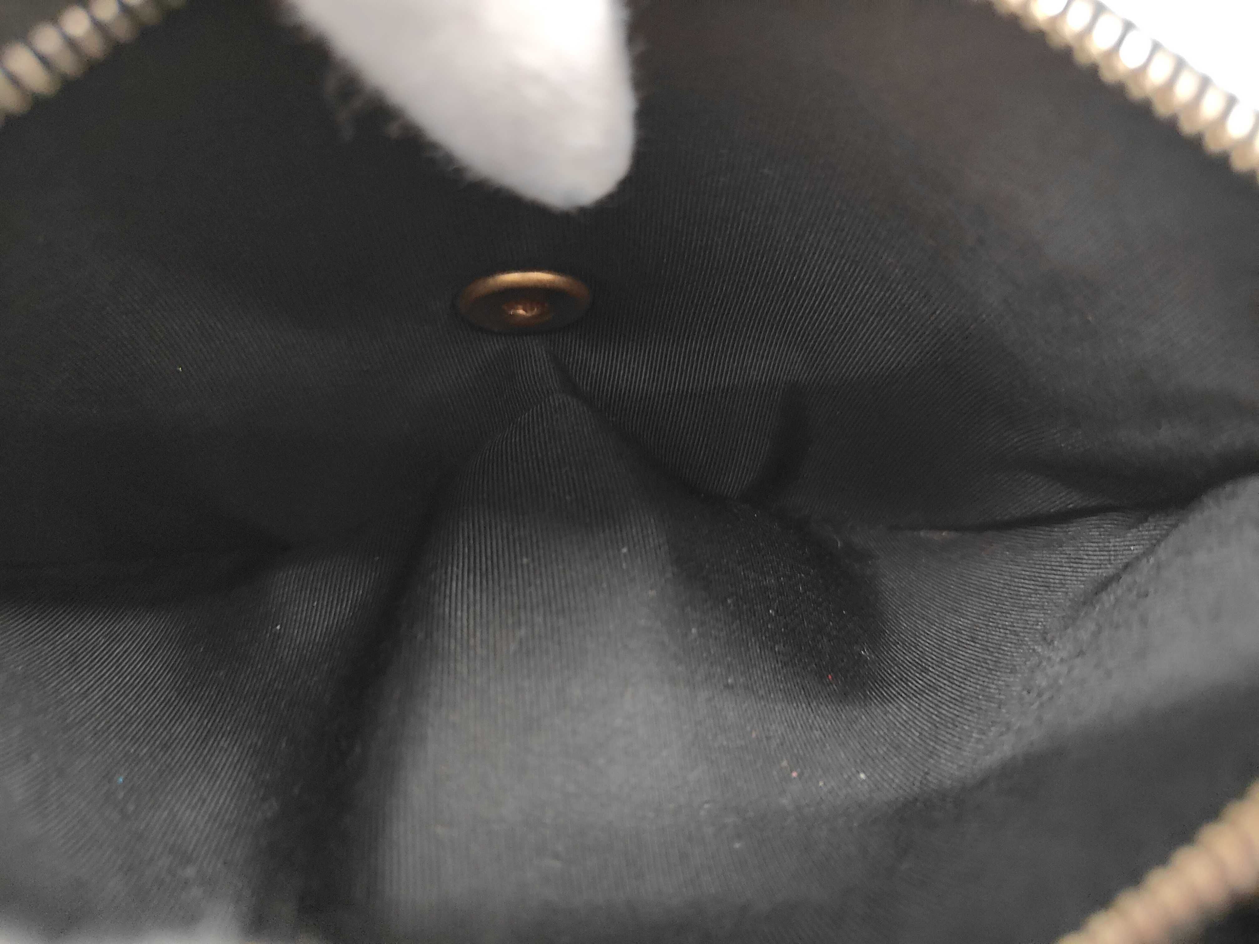 Chain Around Flap Shoulder Bag, Black Leather, Coin Charm, Gold Hardware. — view 12