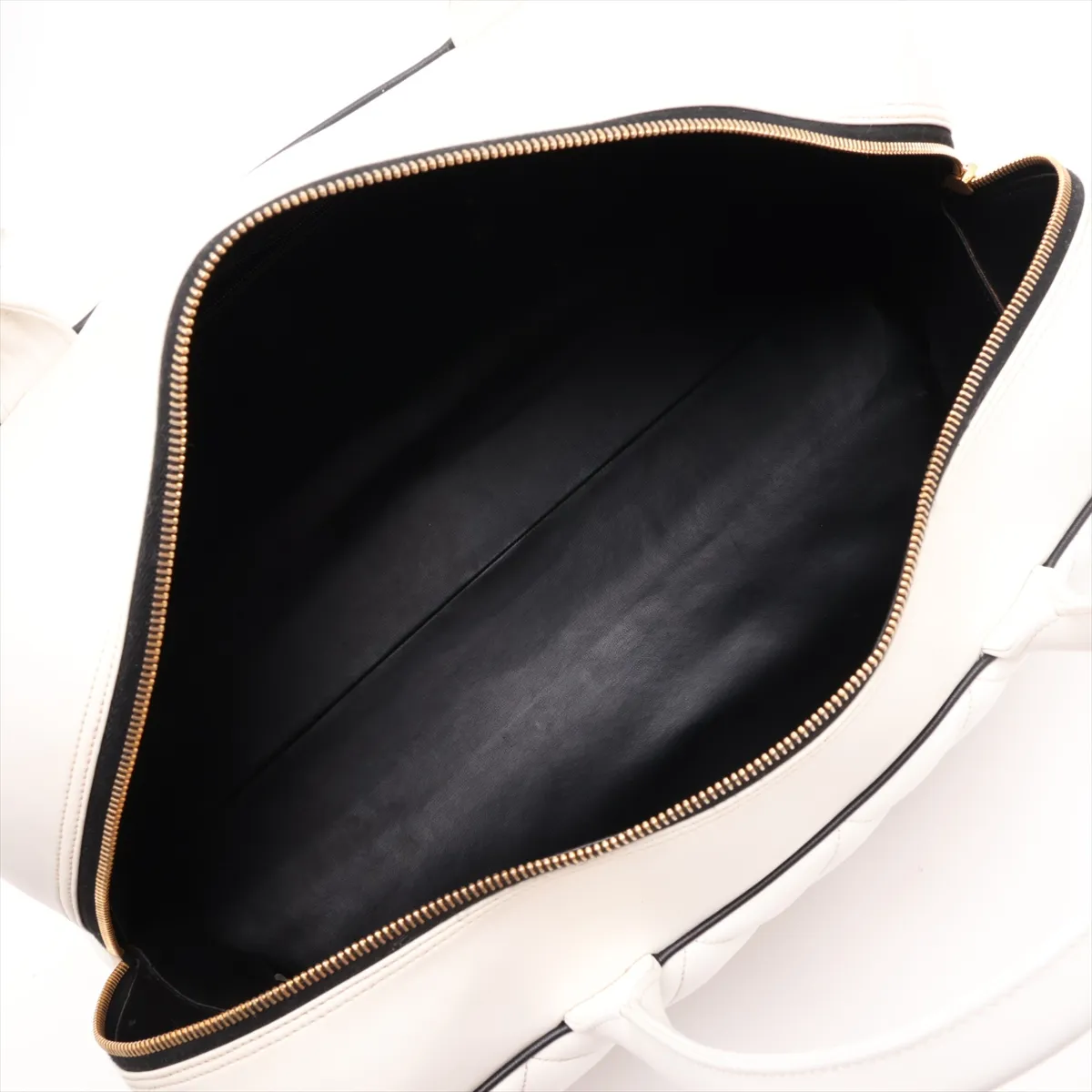 Matelassé Leather Boston Bag, Logo, White, Gold Hardware, 3566930, Series 3 — view 7