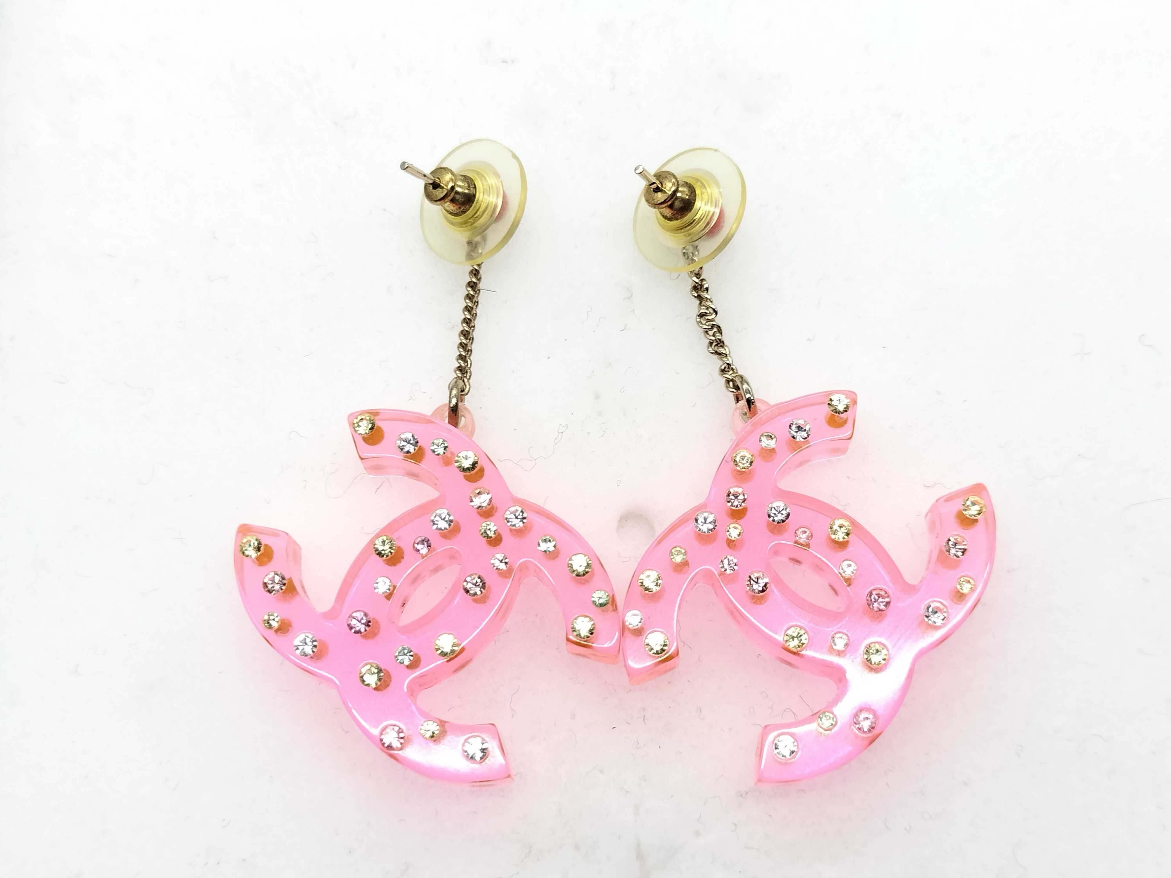 04A Coco Rhinestone Earrings, Pink, Large, 1 Earring — view 4