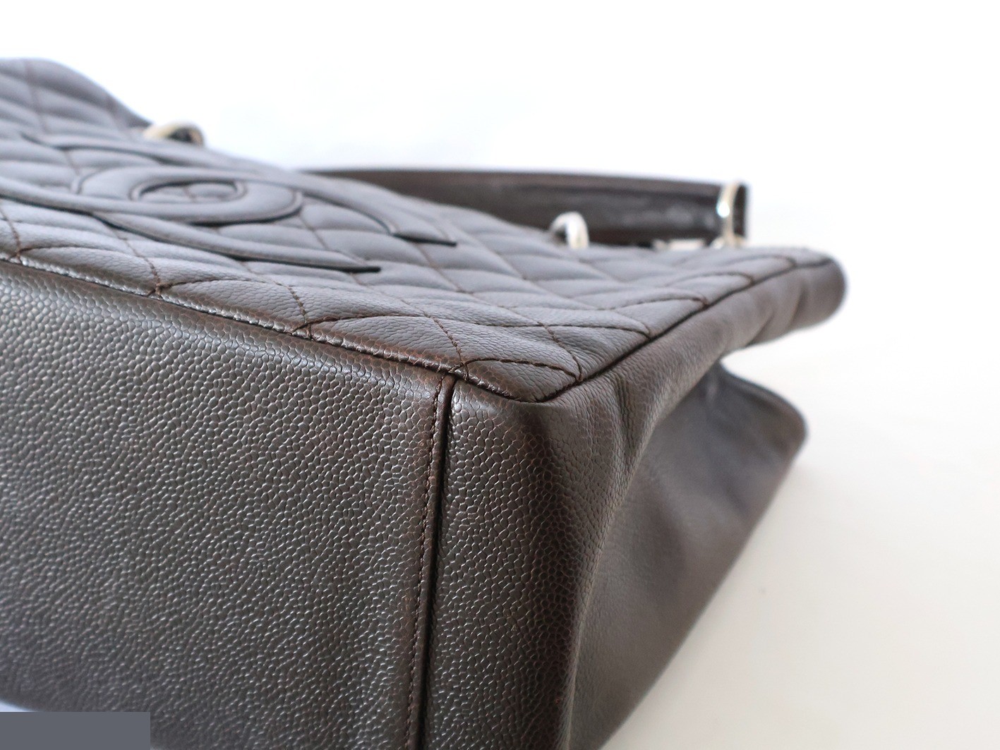 Caviar Skin GST Chain Tote, Brown — view 4