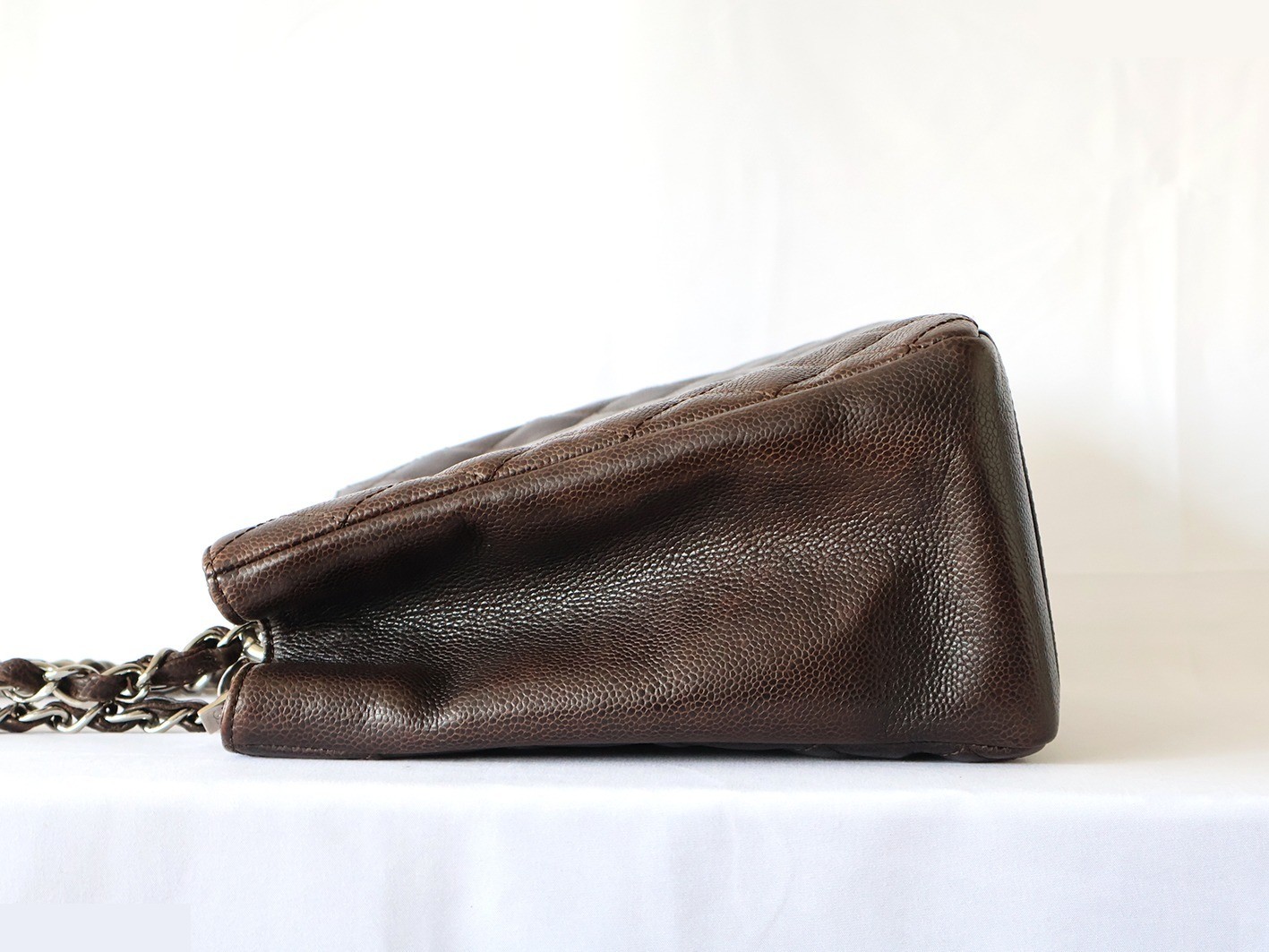 Caviar Skin GST Chain Tote, Brown — view 6