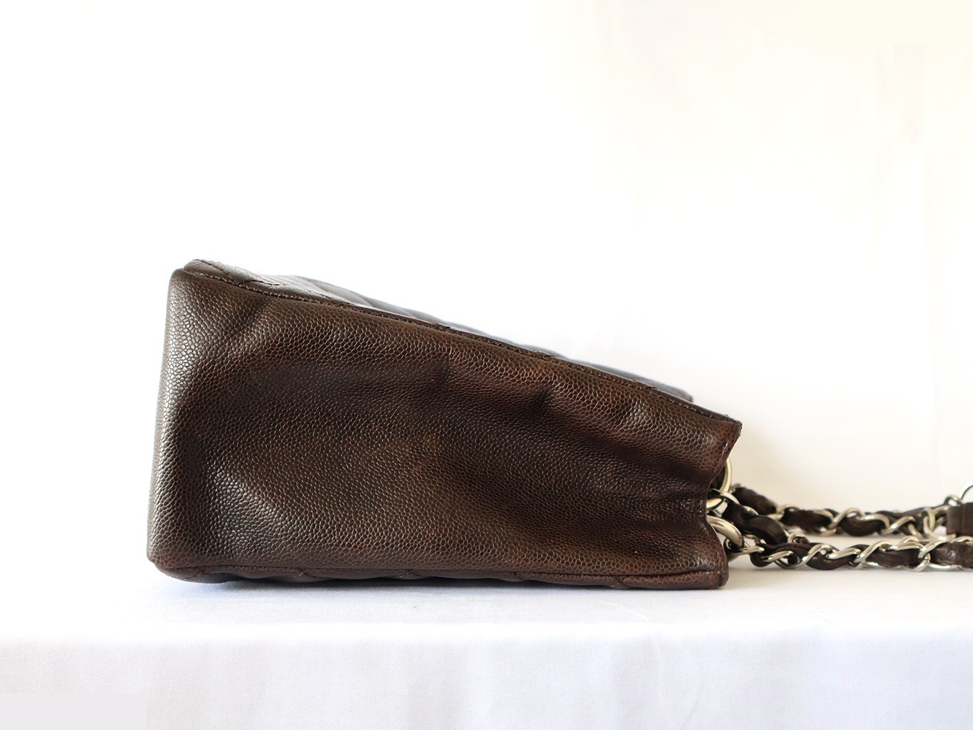 Caviar Skin GST Chain Tote, Brown — view 7