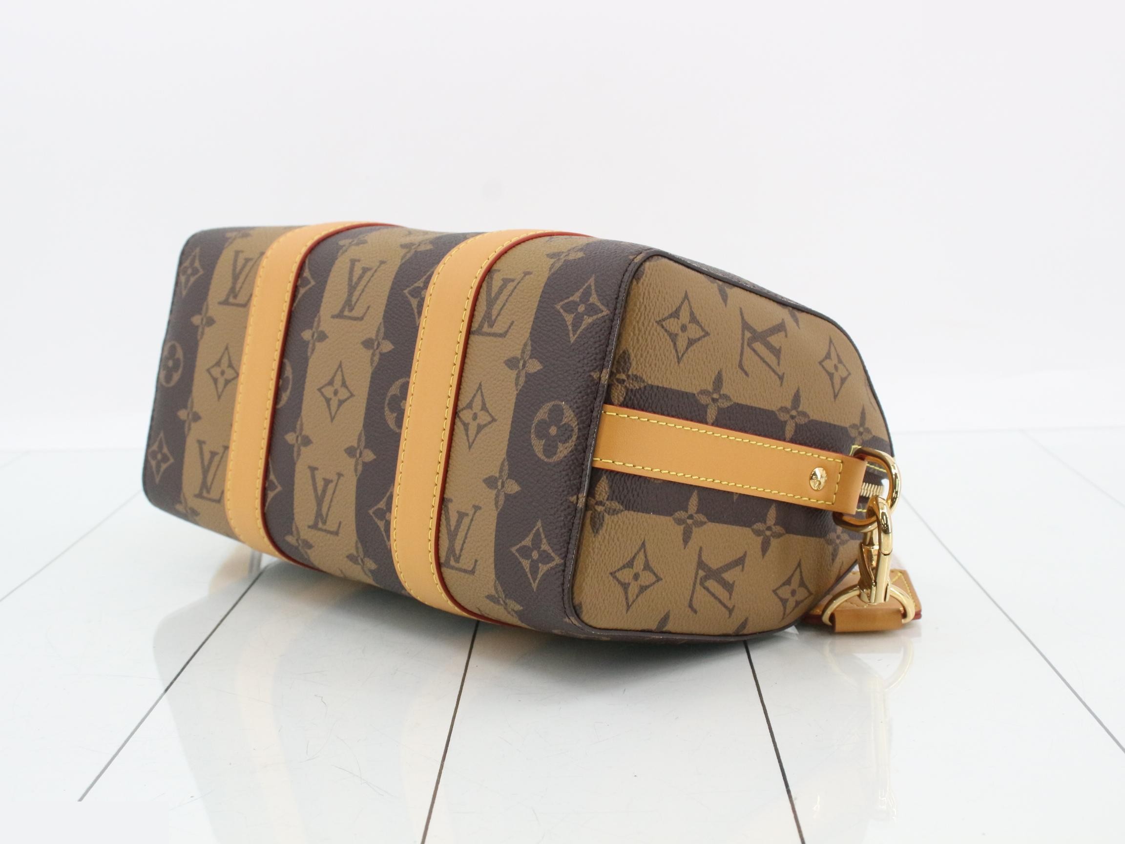 Monogram Stripe City Keepall Shoulder Bag — view 6