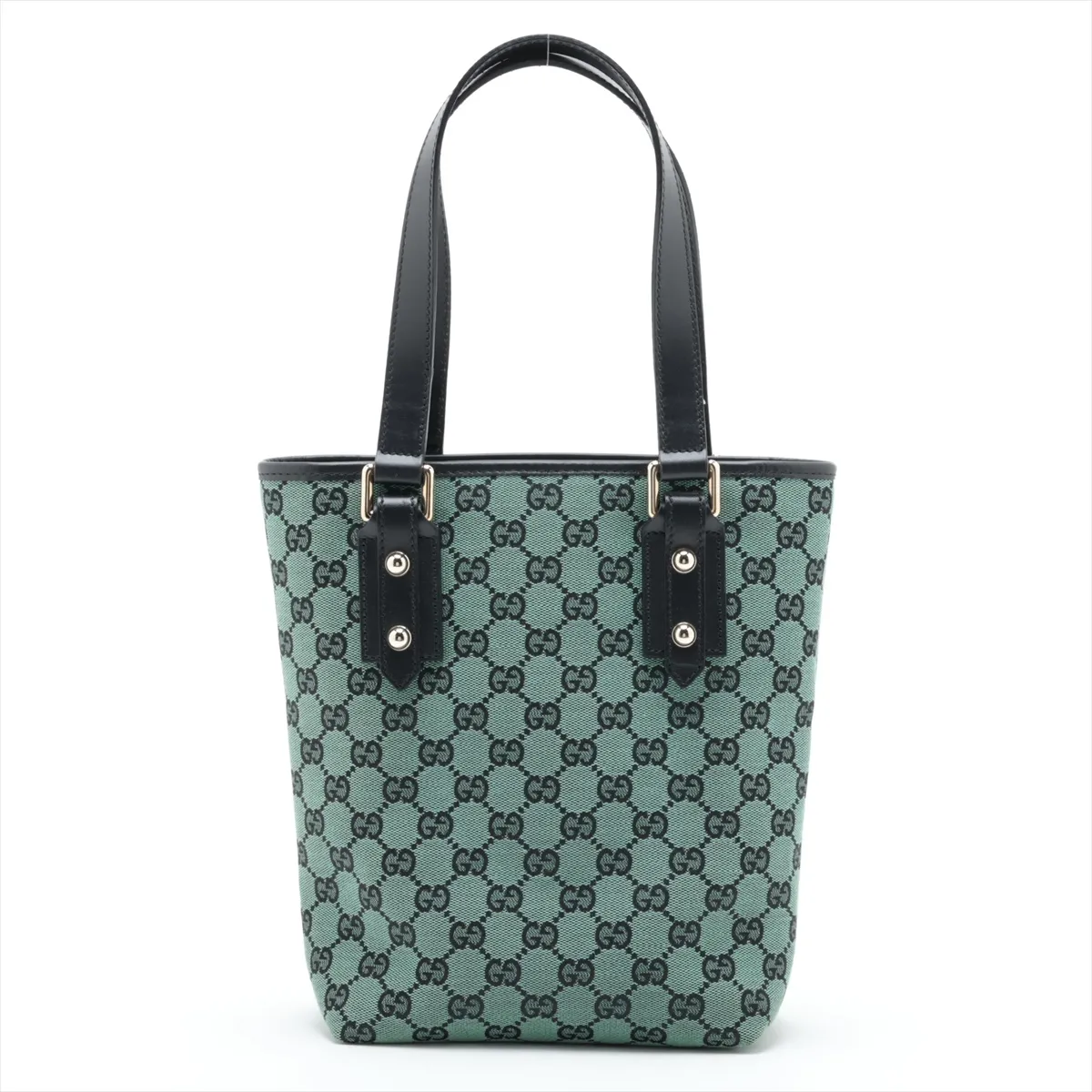 GG Canvas 257250 Canvas x Leather Tote Bag Green Outlet