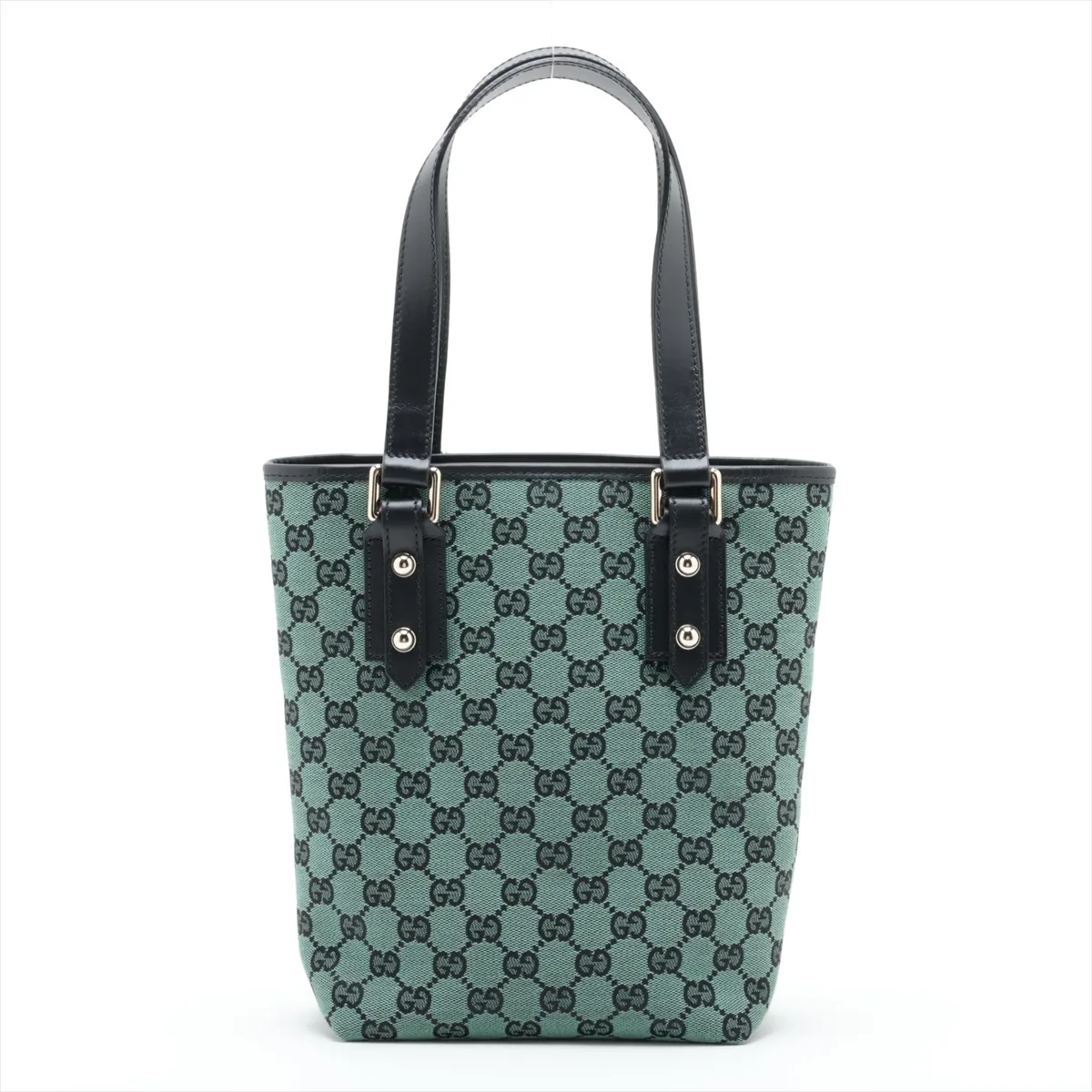 GG Canvas 257250 Canvas x Leather Tote Bag Green Outlet — view 2