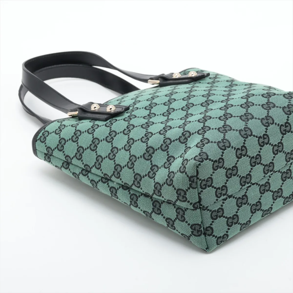 GG Canvas 257250 Canvas x Leather Tote Bag Green Outlet — view 4