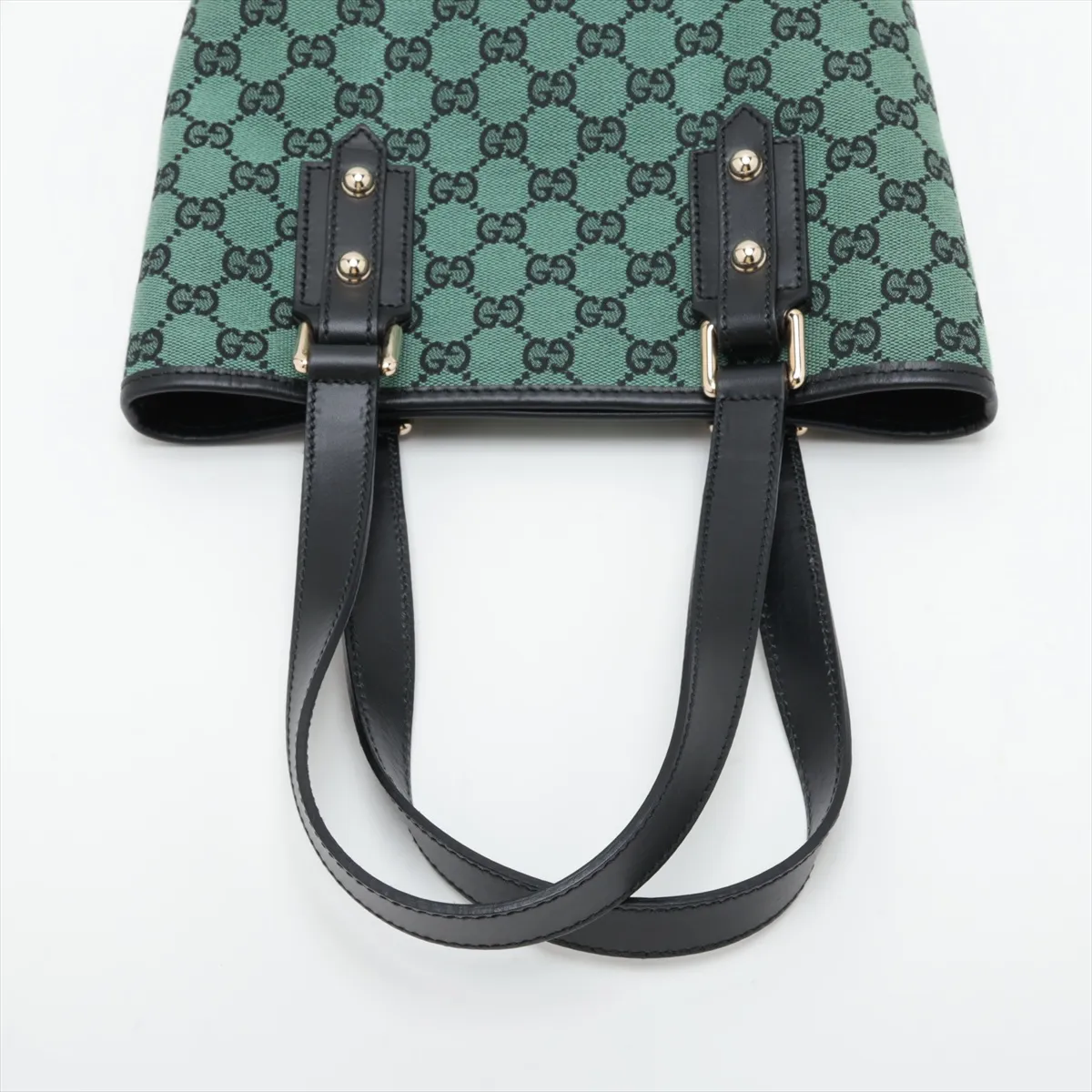 GG Canvas 257250 Canvas x Leather Tote Bag Green Outlet — view 5
