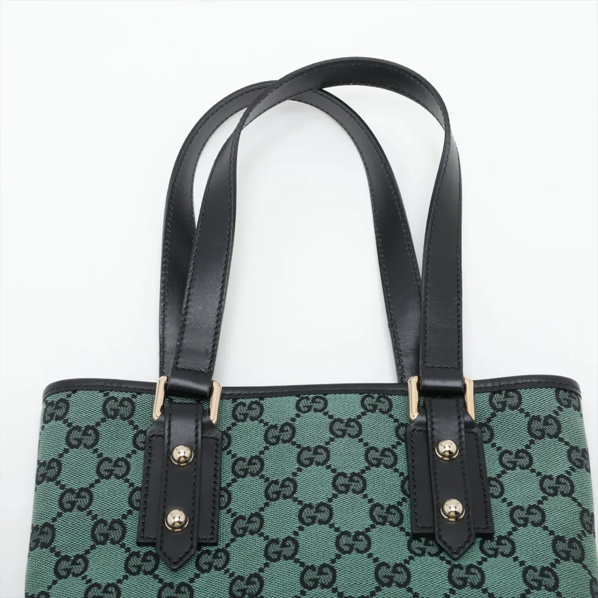GG Canvas 257250 Canvas x Leather Tote Bag Green Outlet — view 6