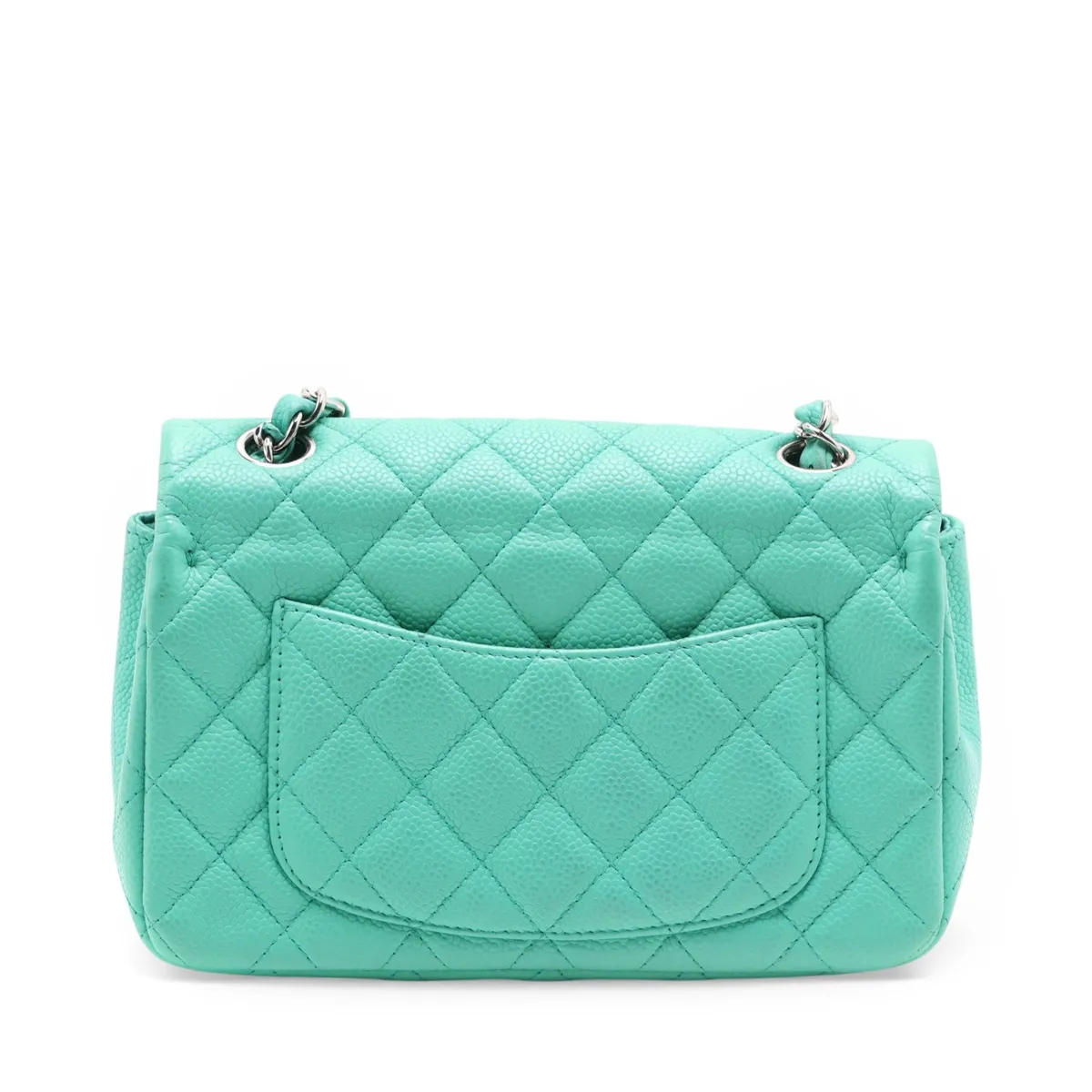 Mini Matelassé 20 Caviar Skin Single Flap Single Chain Bag, Green, Silver Hardware, 17920482, Serial Number 17-series, A69900 — view 2