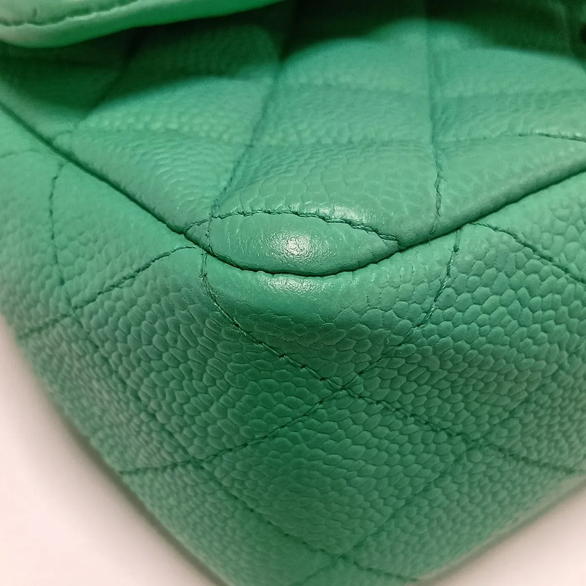 Mini Matelassé 20 Caviar Skin Single Flap Single Chain Bag, Green, Silver Hardware, 17920482, Serial Number 17-series, A69900 — view 11