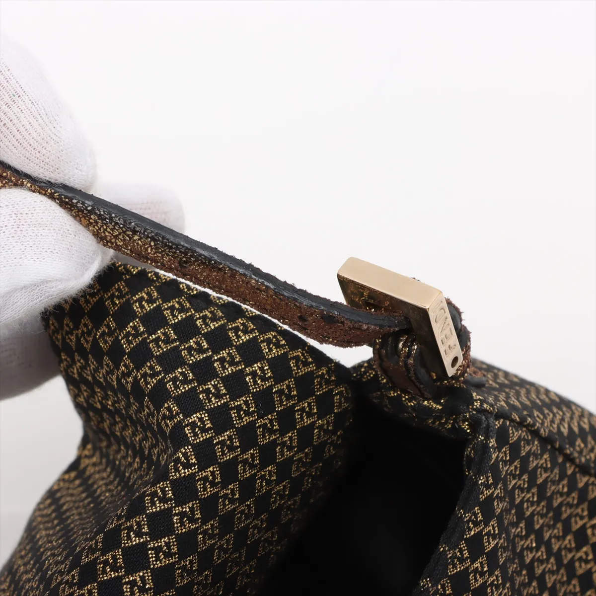 Mamma Bucket Canvas x Leather Shoulder Bag Gold 8BR180 — view 11