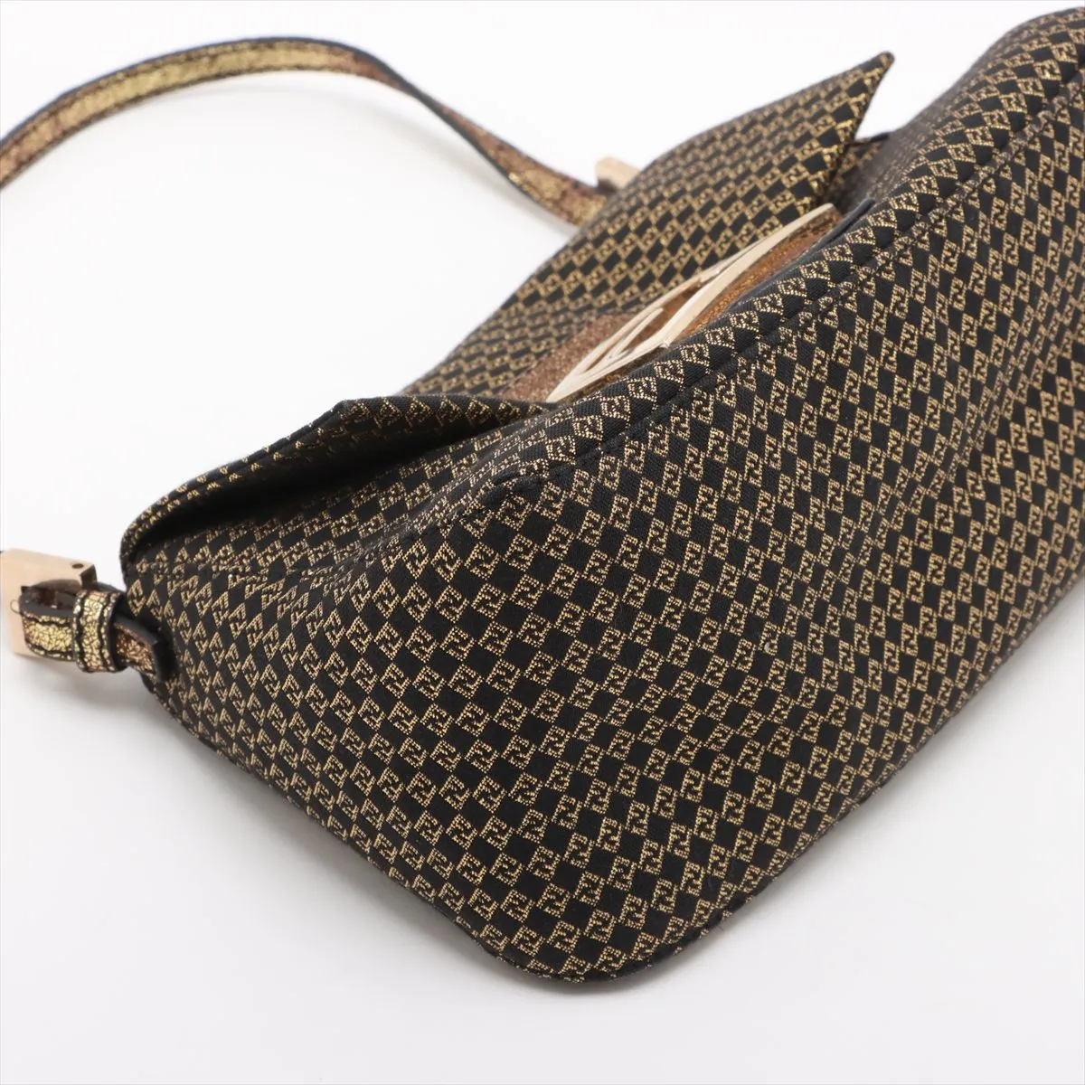 Mamma Bucket Canvas x Leather Shoulder Bag Gold 8BR180 — view 4