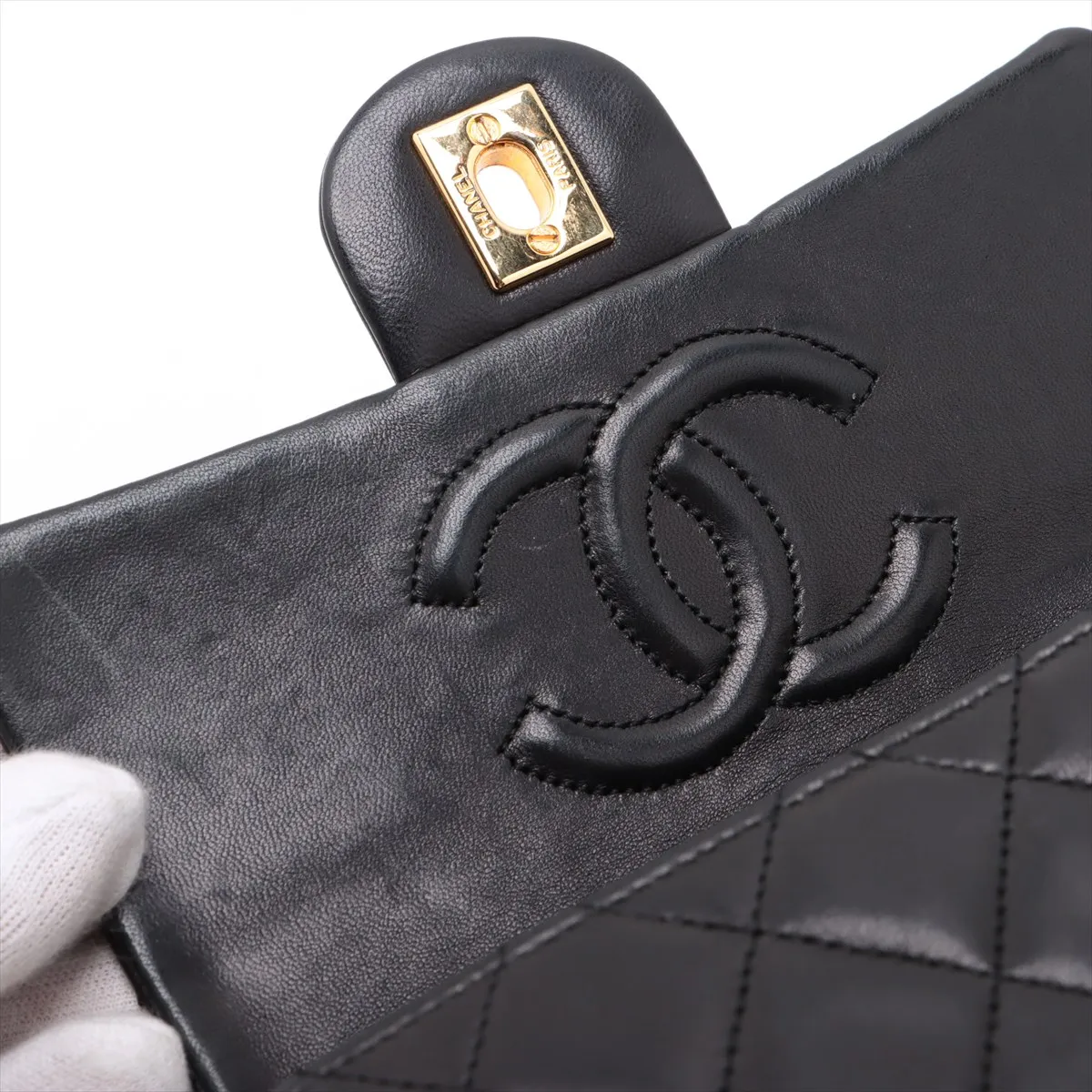 Mini Matelasse 17 Lambskin Single Flap Single Chain Bag Black Gold Hardware 1173269 No. 1 A01115 — view 9