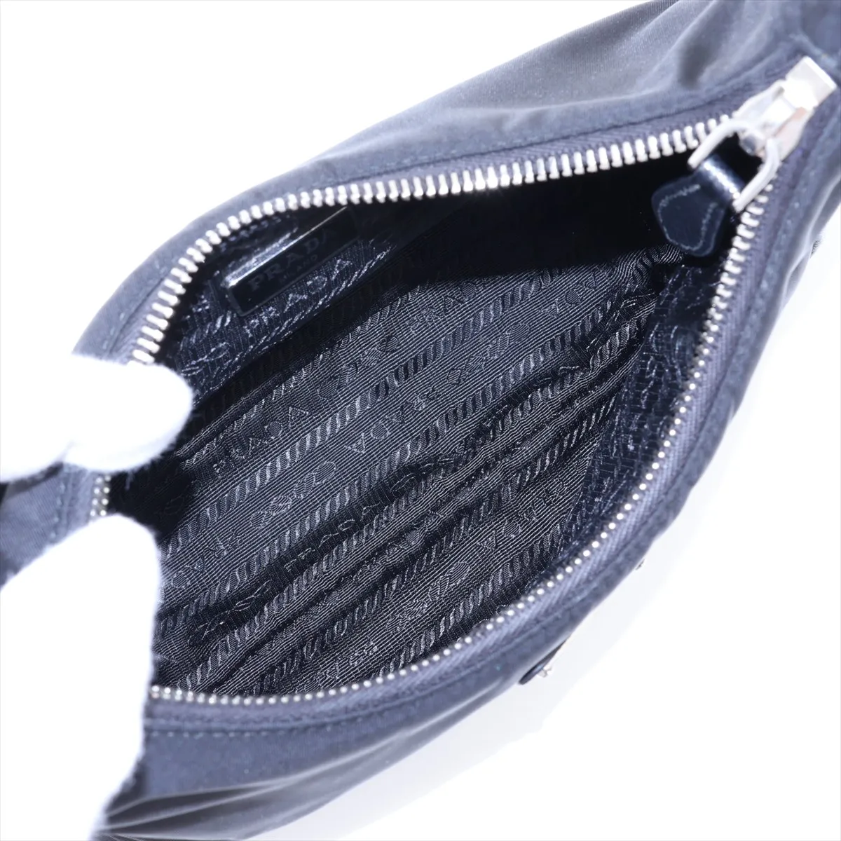 Tessuto Nylon x Leather Shoulder Bag, Black — view 6