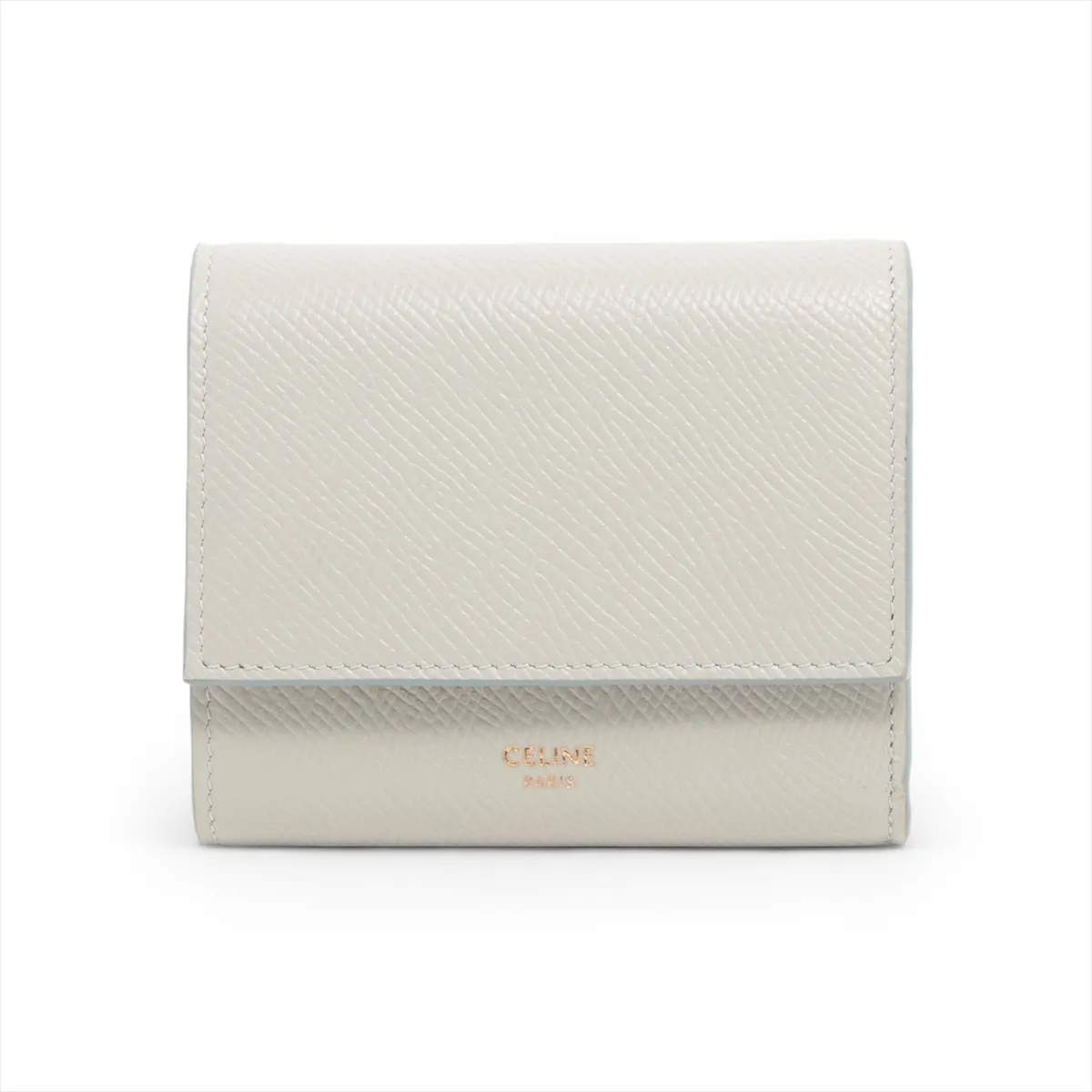 Small Trifold Wallet Leather Compact Wallet Gray with Initials