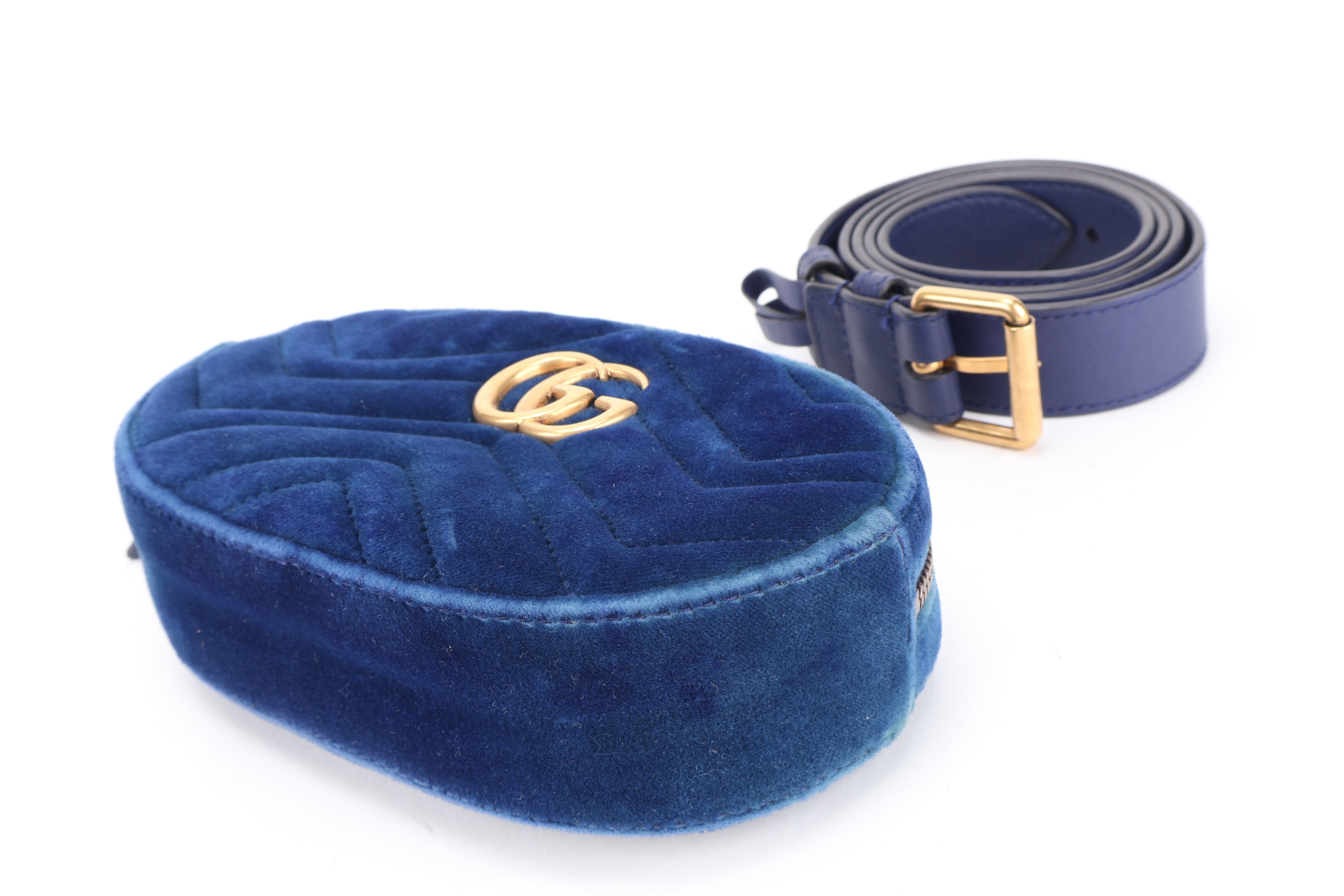 MARMONT BELT BAG BLUE SUEDE GHW — view 3