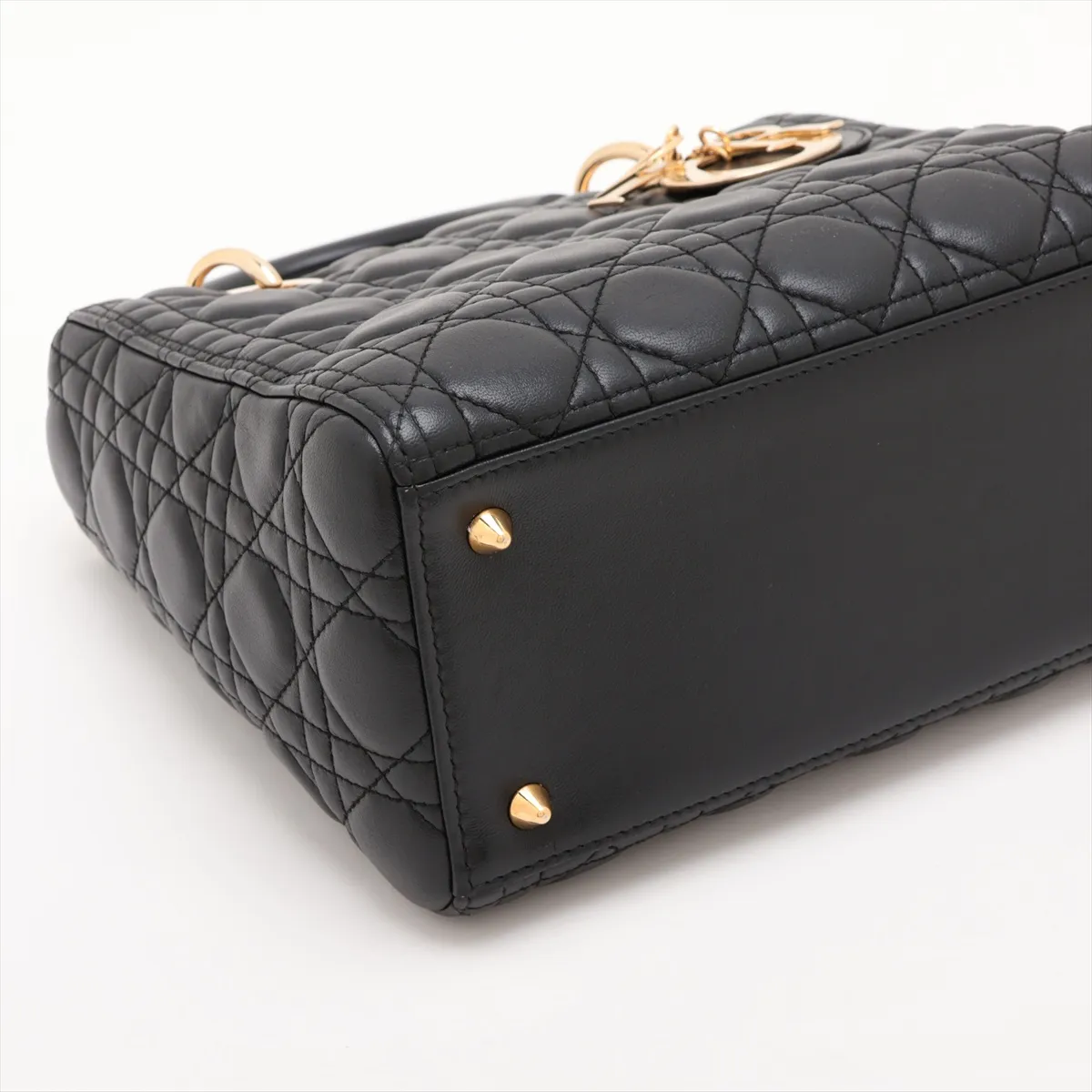 Cannage Lady Dior Leather 2-Way Handbag, Black — view 4