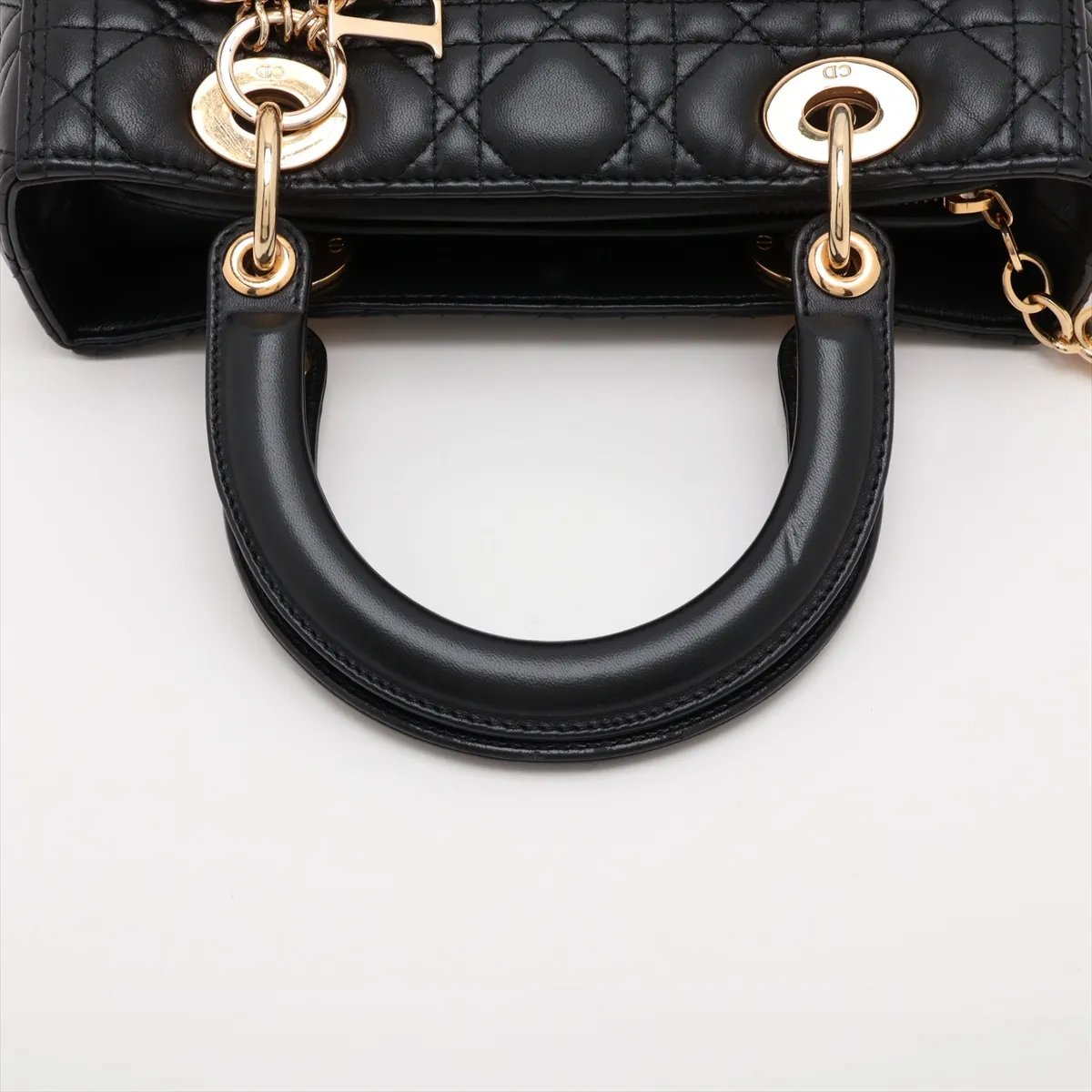 Cannage Lady Dior Leather 2-Way Handbag, Black — view 5