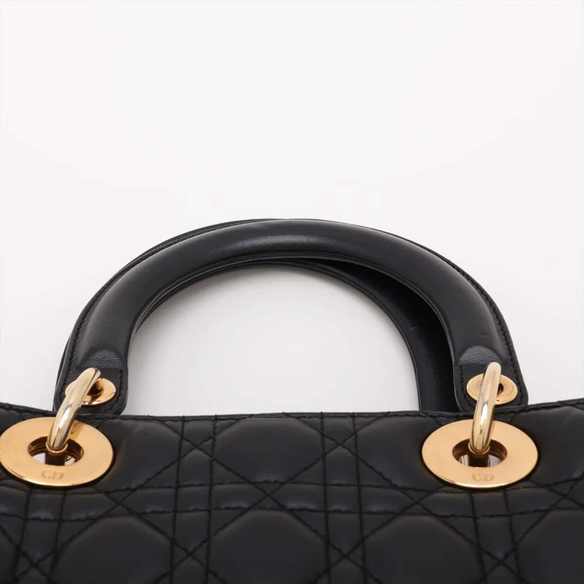 Cannage Lady Dior Leather 2-Way Handbag, Black — view 6
