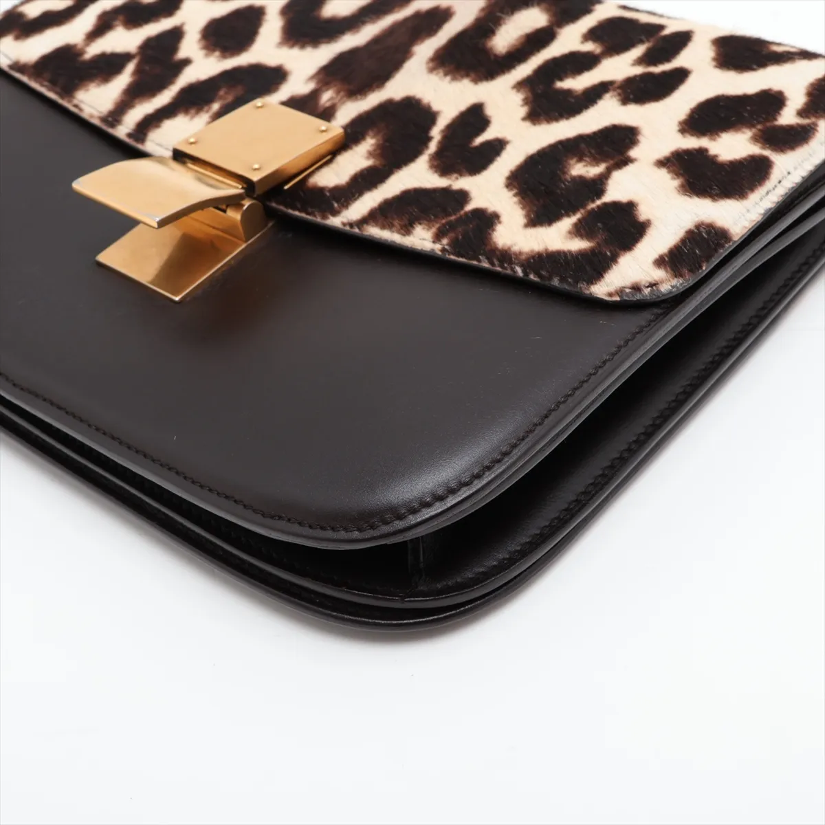 Classic Box Calf Hair x Leather Shoulder Bag, Brown — view 3